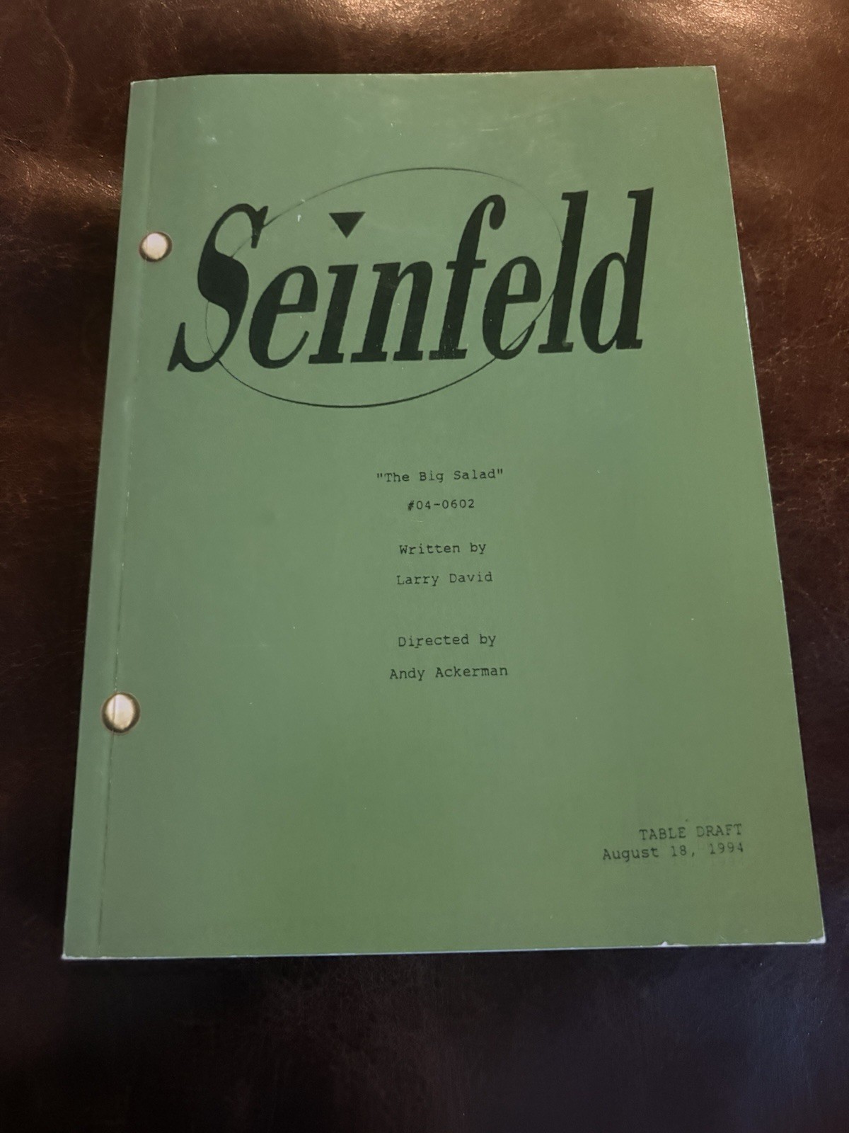 Seinfeld Table Draft The Big Salad 1994 #04-0602 Larry David
