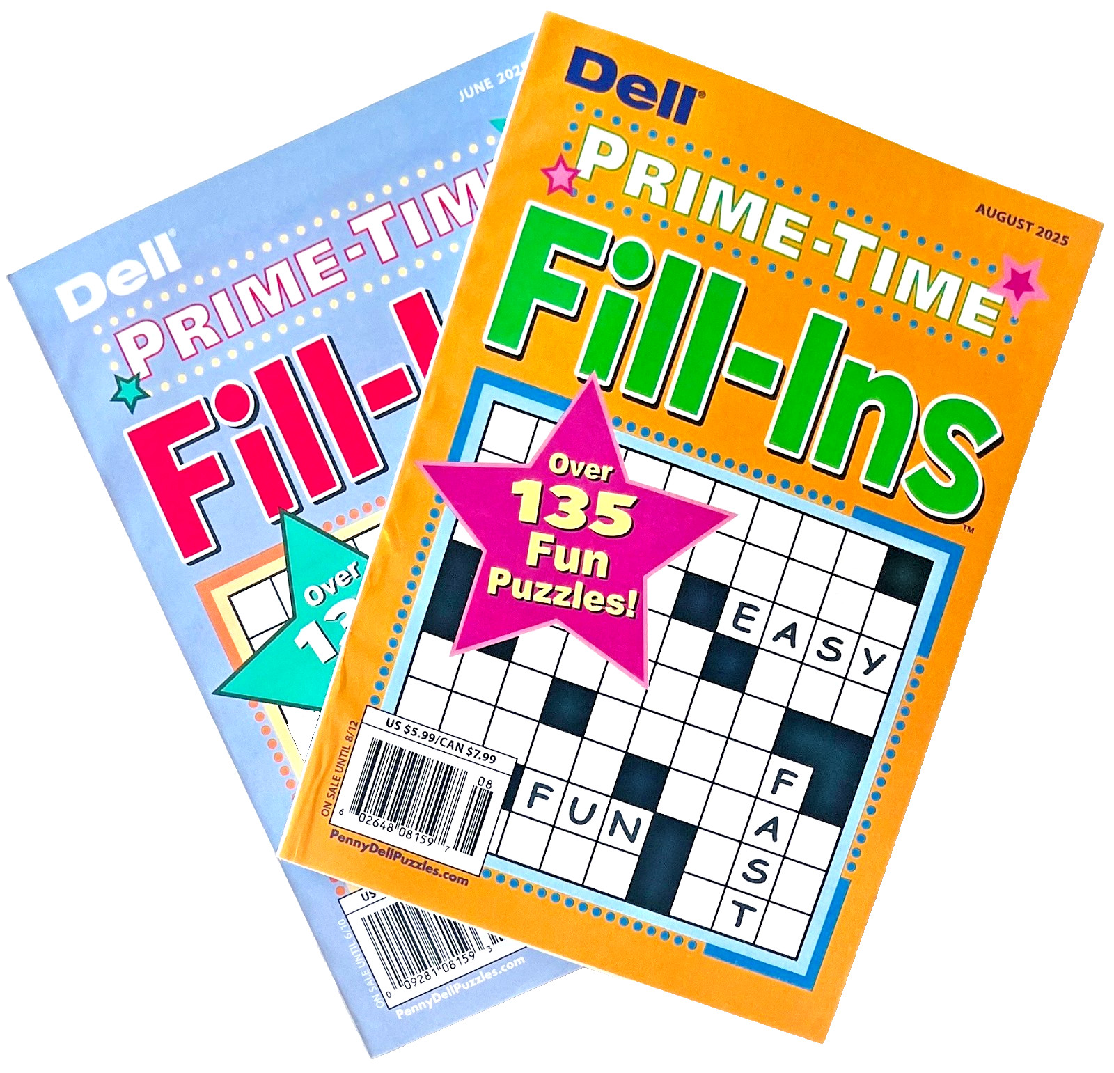 NEW Lot 2 Penny Press Dell Prime Time Fill In Puzzle Books Over 135 Puzzles Each