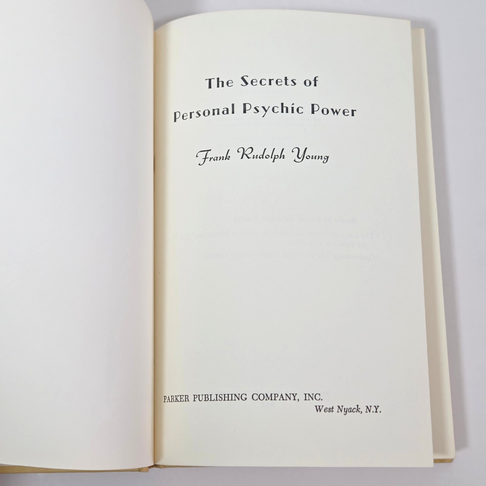Secrets of Personal Psychic Power Young 1967 First Edition 1st Print HCDJ Parker