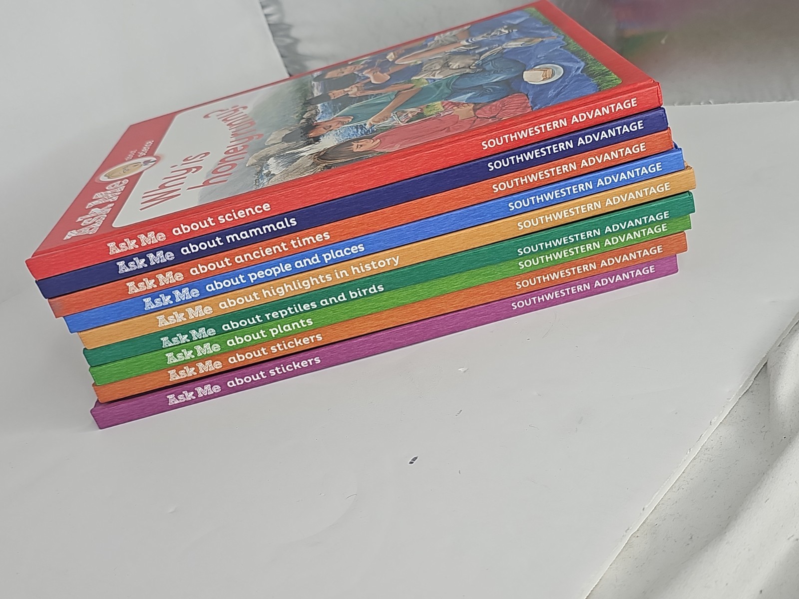 9 Ask Me About.. Hardcover Book Lot Southwestern Advantage Sticker Time Mammals