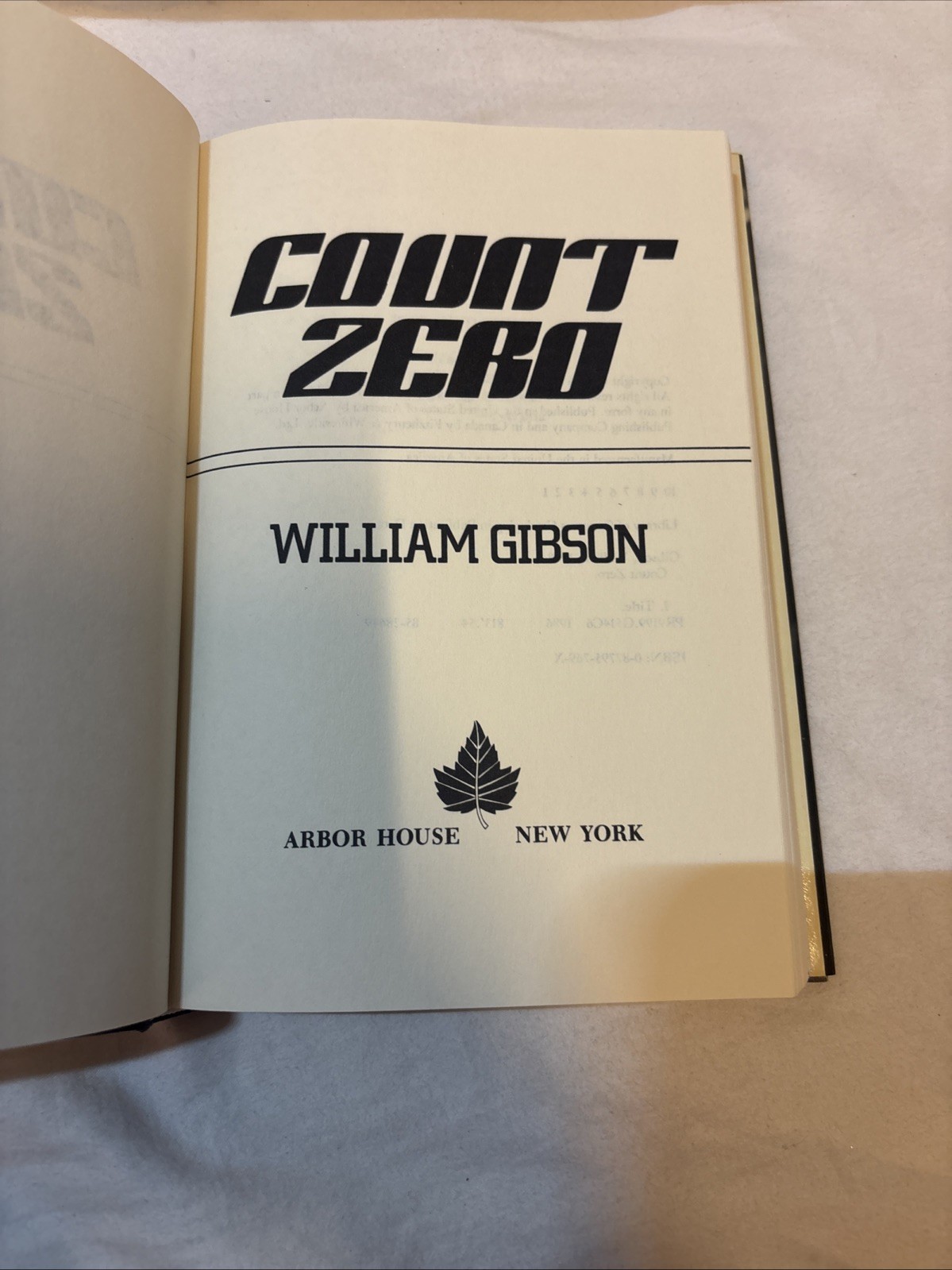 Count Zero William Gibson 1st Edition 1st Printing Hardcover 1986 Sci Fi Rare