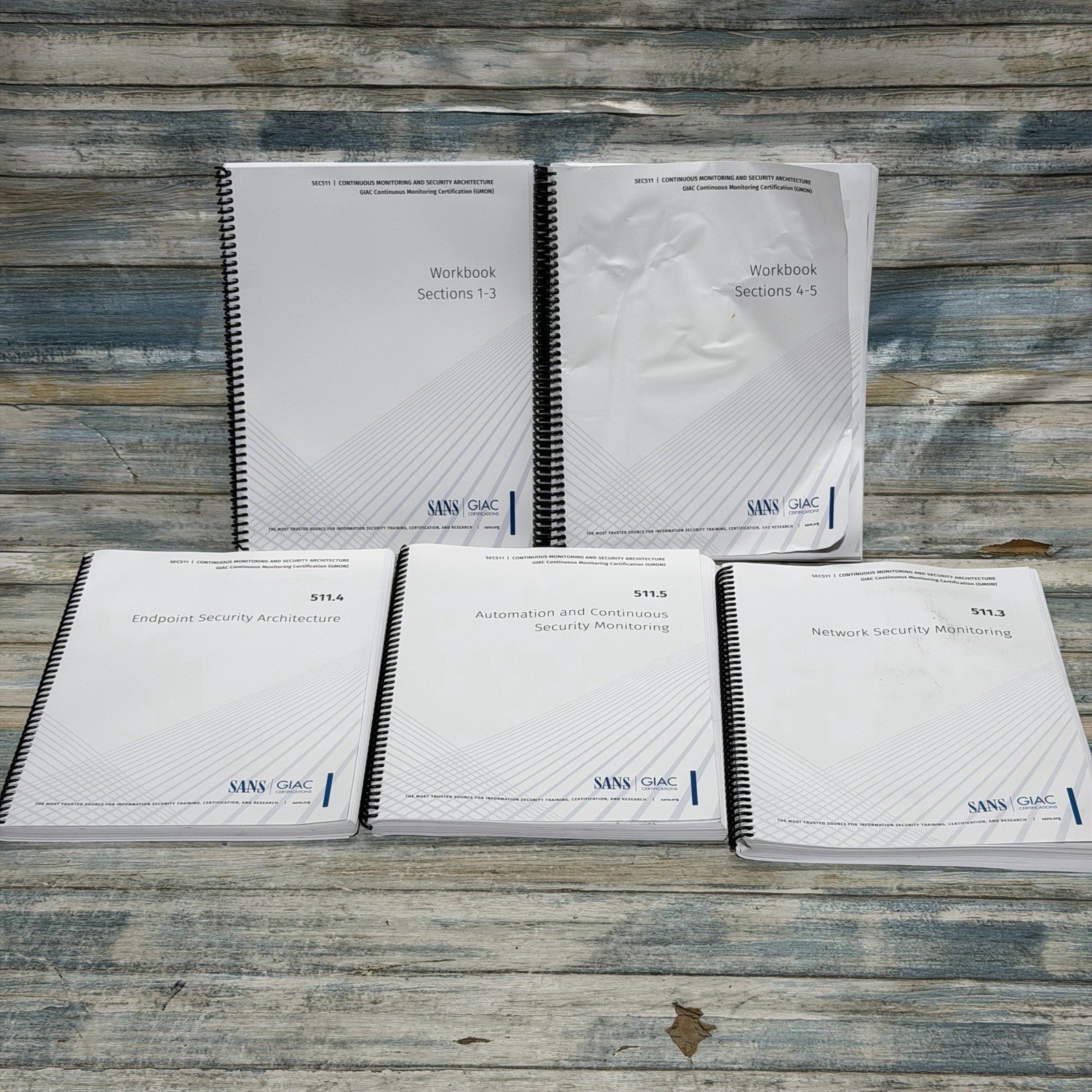 SANS SEC511 GIAC GMON Continuous Monitoring Books 3, 4, 5 + Workbooks Partial