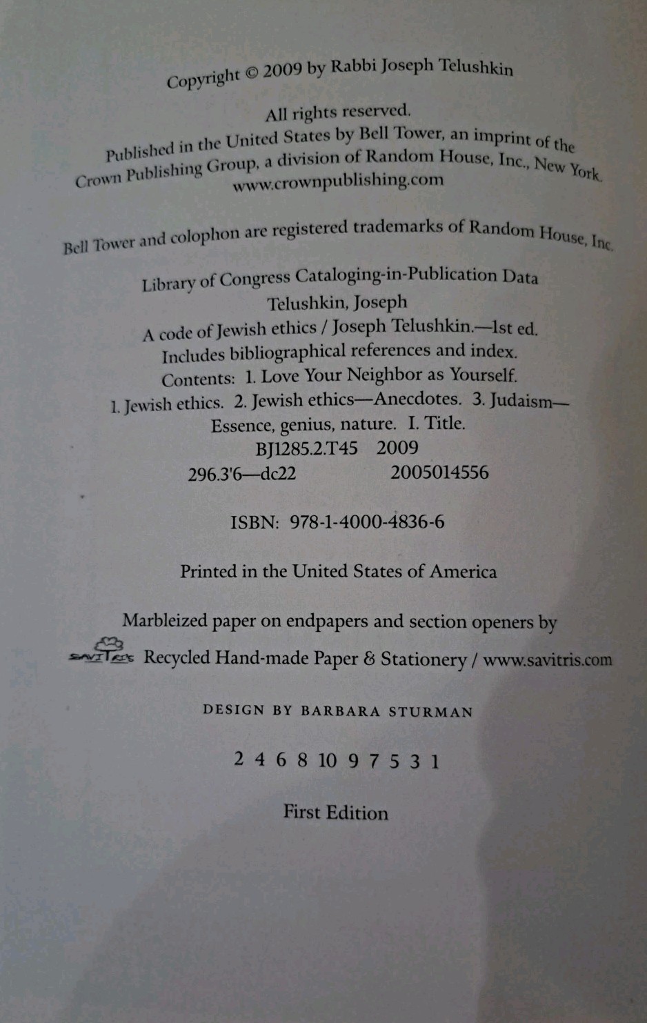 A Code of Jewish Ethics Vol 2 Love Your Neighbor as Yourself, Teluskin – GOOD