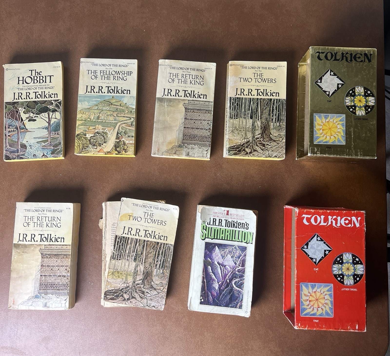 J.R.R. Tolkien LOTR Trilogy Sets, The Hobbit, Silmarillion Paperback Books USED