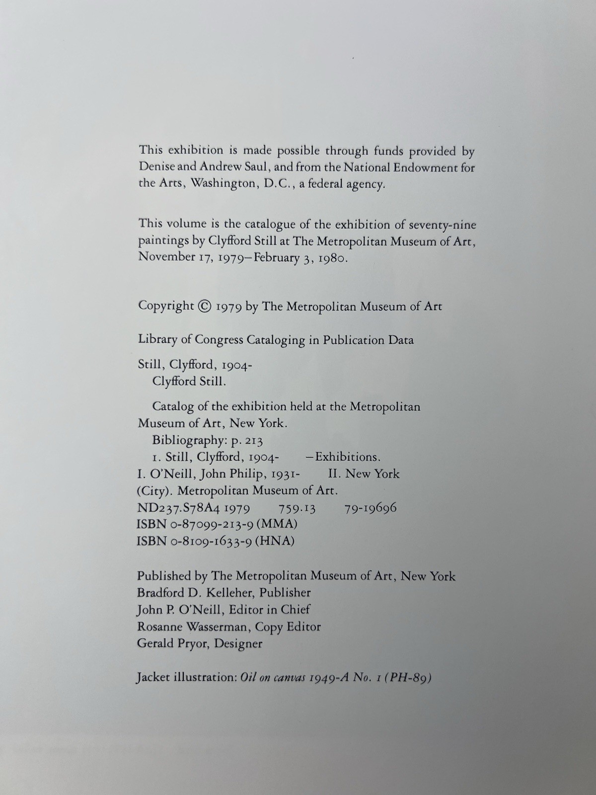 Clyfford Still, 1979, Metropolitan Museum Of Art, Harry N. Abrams, First Edition