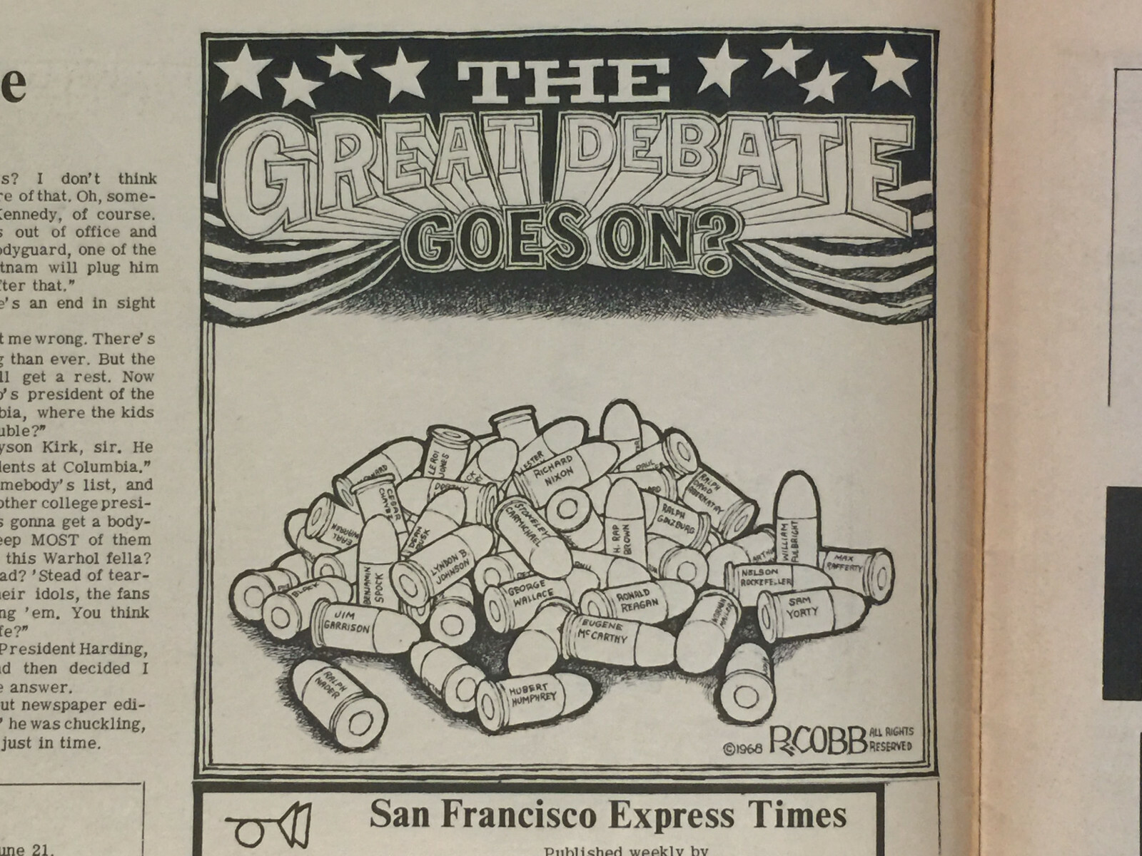 SAN FRANCISCO Express Times June 12 1968 V1N21 Eldridge Cleaver ALLEN GINSBERG!!