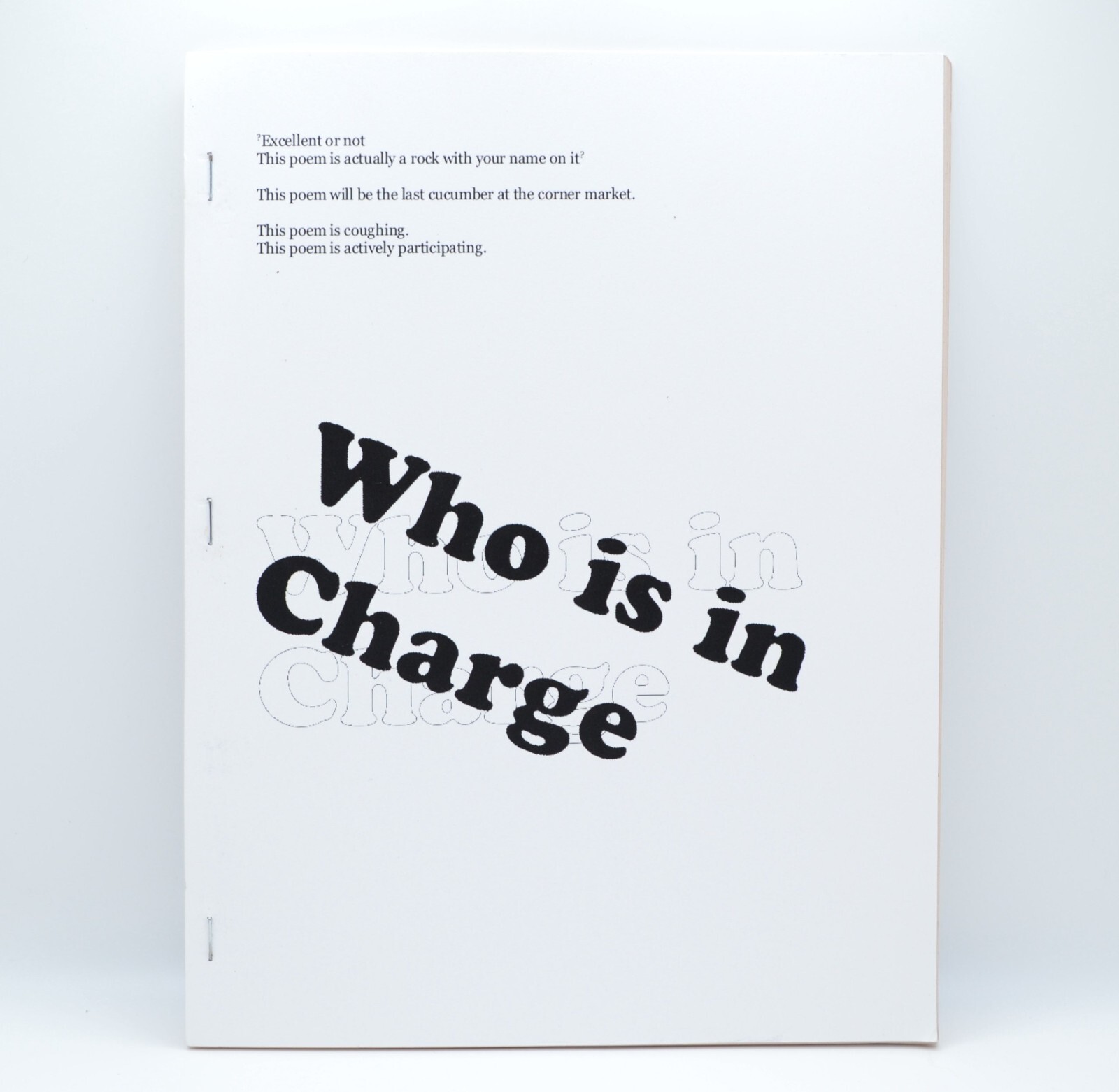 Who is in Charge, Morgan Ritter, 2013, c_L Books, LE, Concrete Poetry, Artist