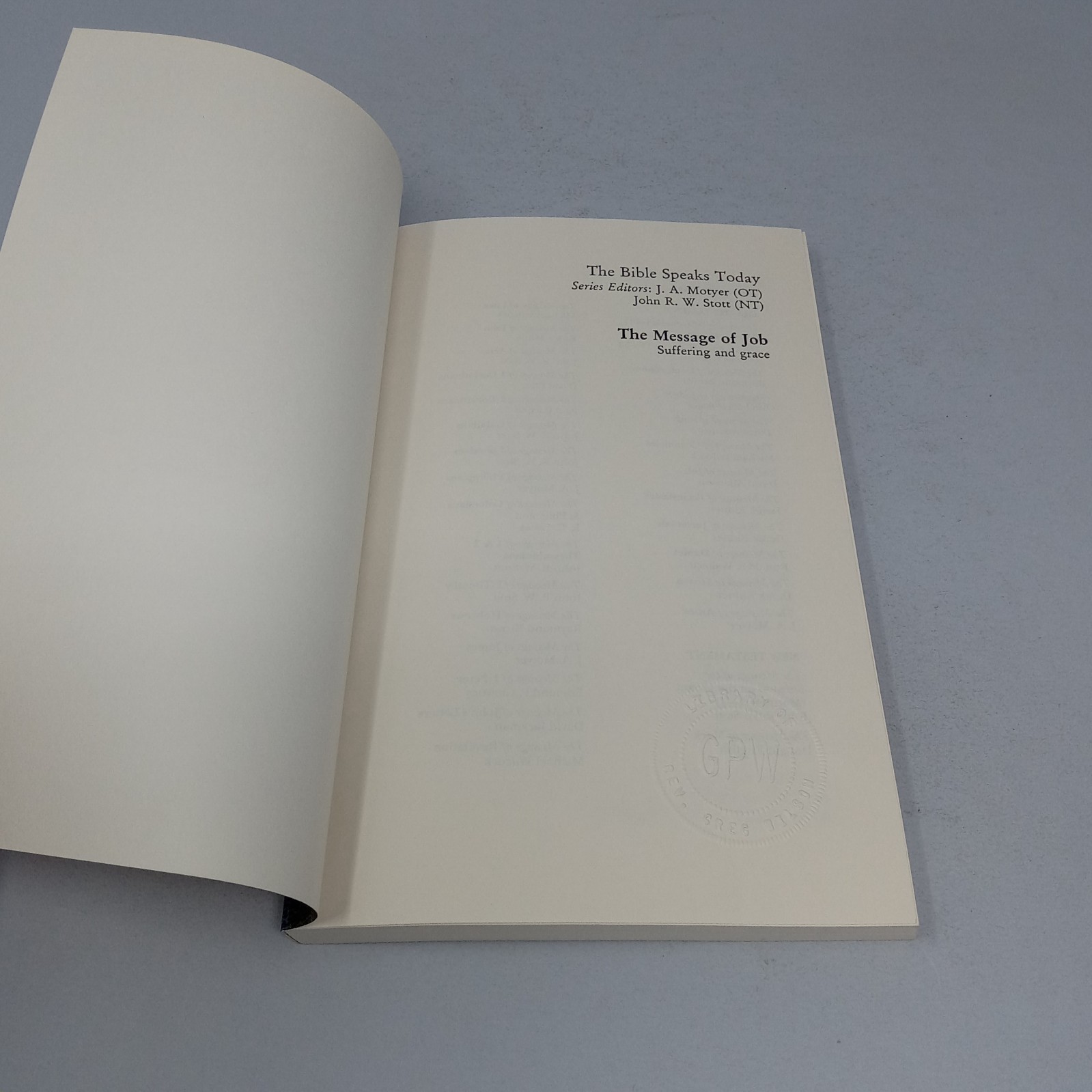 The Message of Job: 1992 InterVarsity Press Paperback by David Atkinson