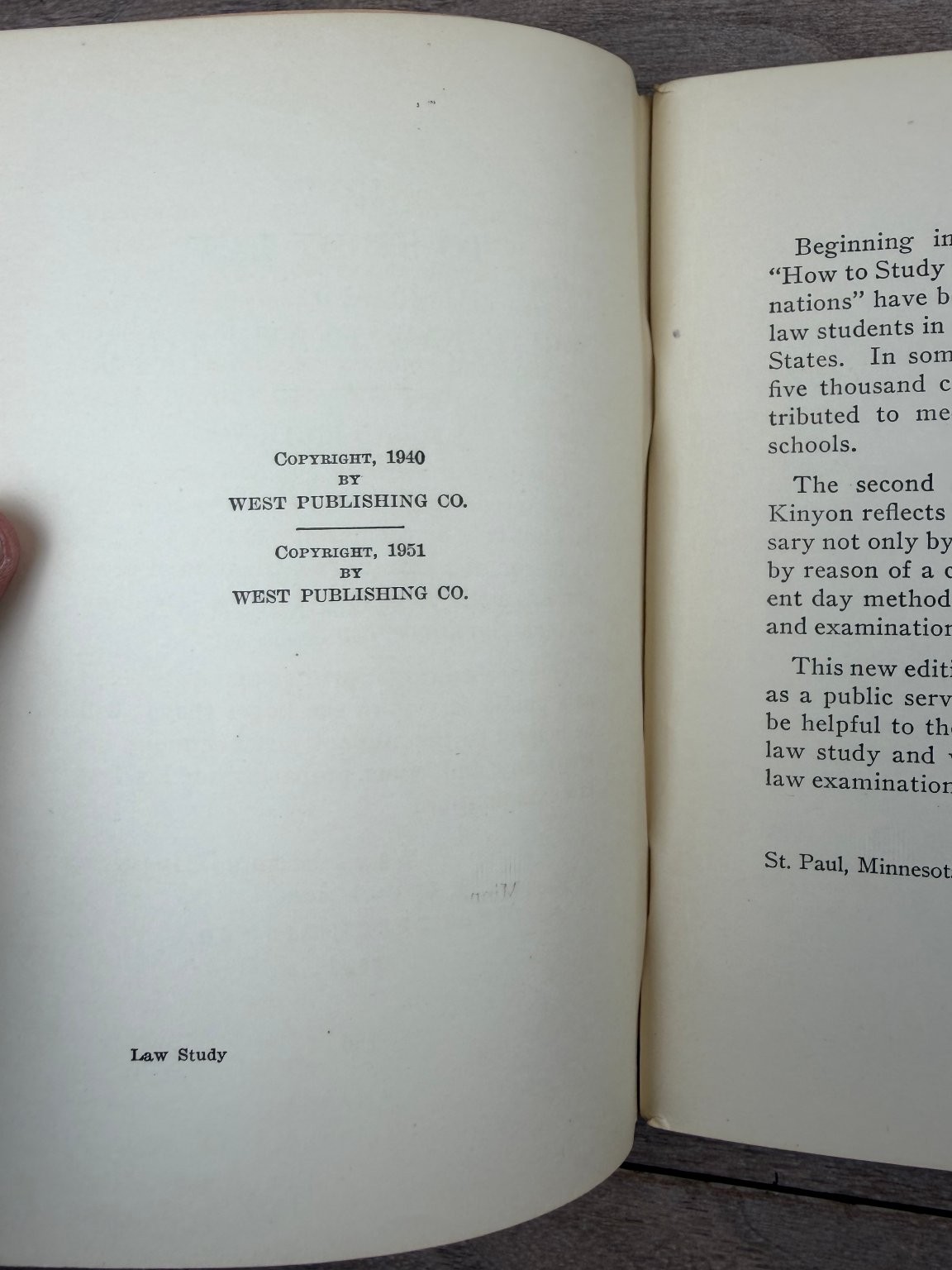 How To Study Law Write Law Examinations Kinyon 1951 Second Ed West Publishing