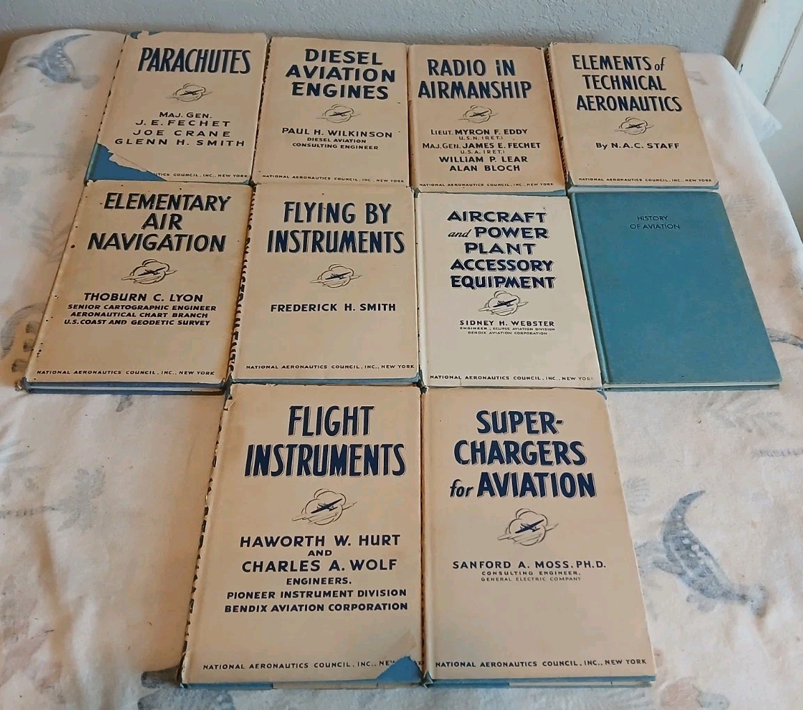 WWII National Aeronautics Council 1940s lot 10 books Diesel Aviation Engine Book