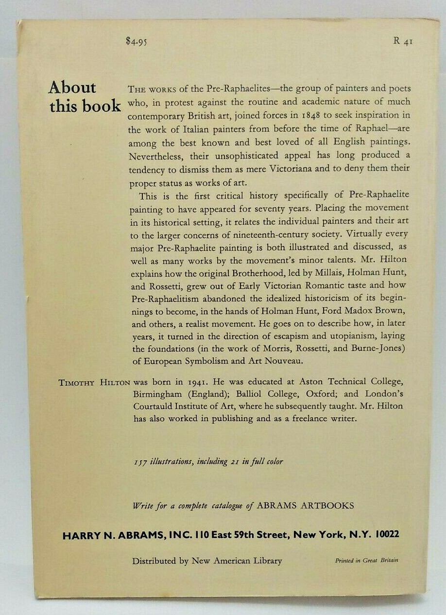 The Pre-Raphaelites by Timothy Hilton – 1970, Trade PB – Harry N. Abrams
