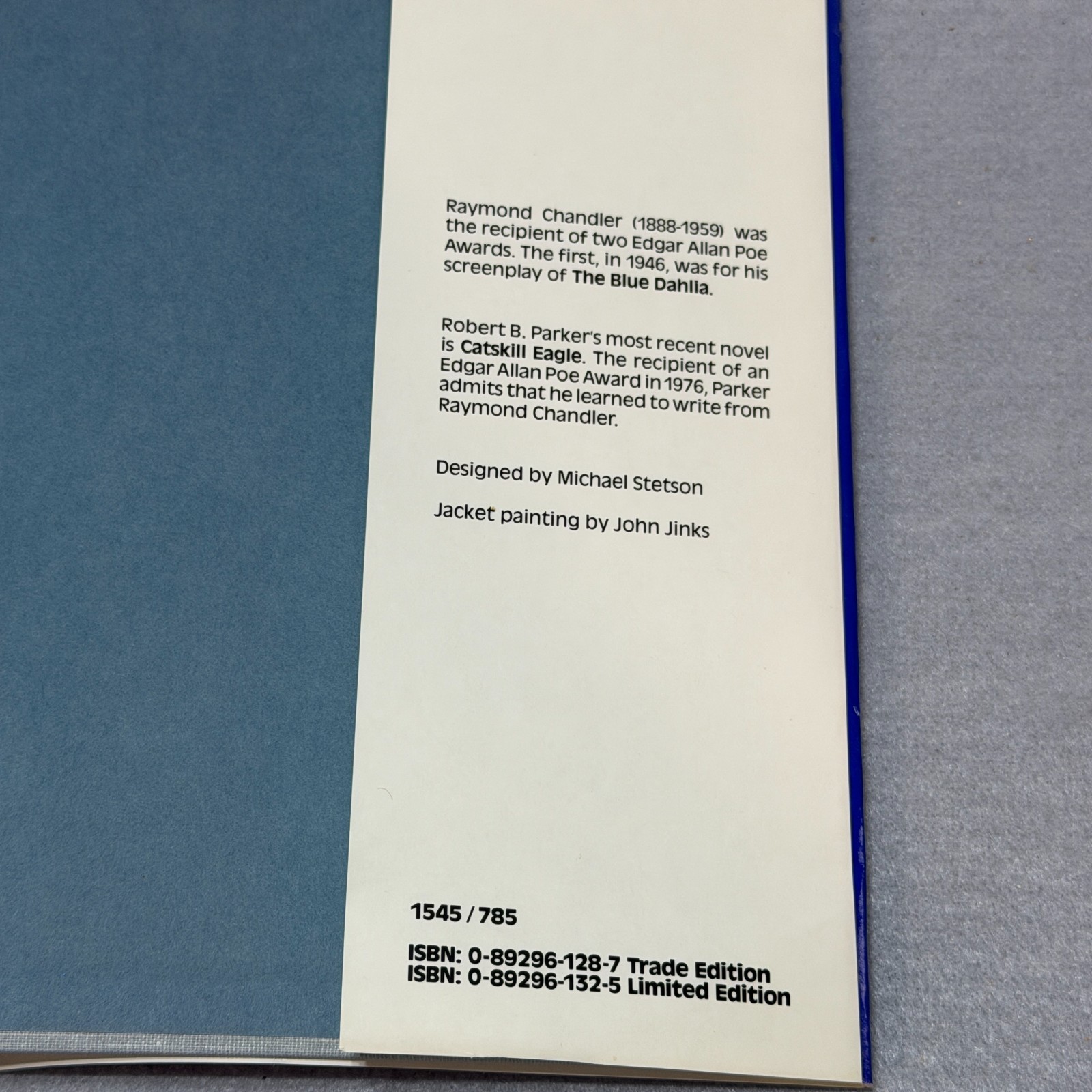 Vintage 1985 Raymond Chandler’s Unknown Thriller The Screenplay of Playback HC/D