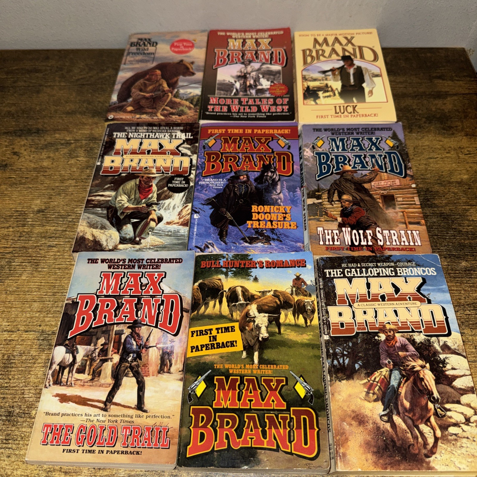 Max Brand lot of 9 different vintage Western paperback books The Gold Trail +
