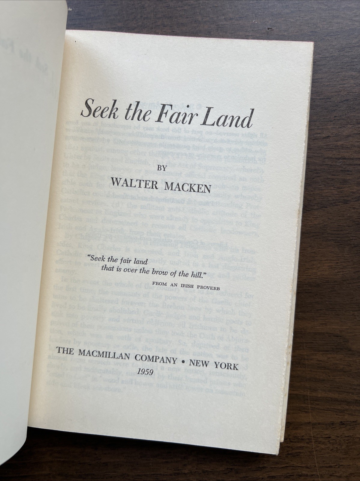 Seek The Fair Land Walter Macken 1959 HC/DJ Very Good Condition