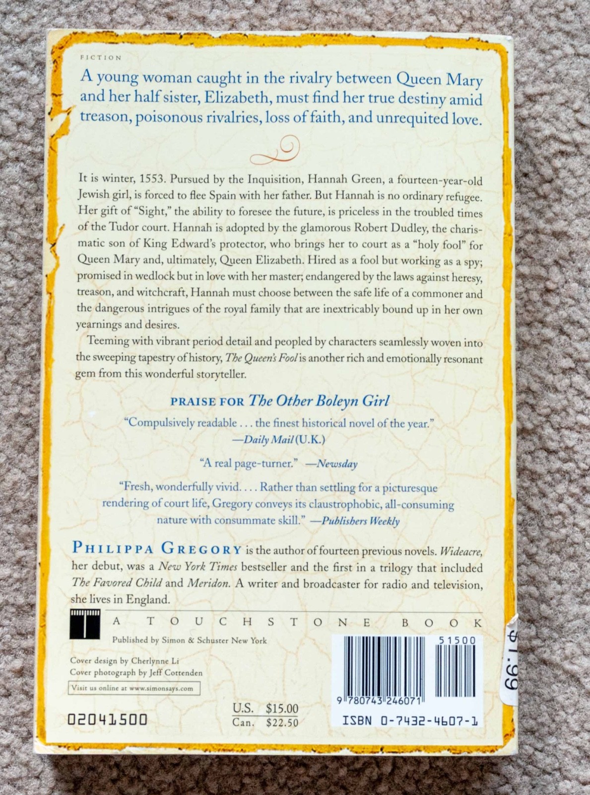 The Queen’s Fool by Philippa Gregory – Paperback, 504 pages