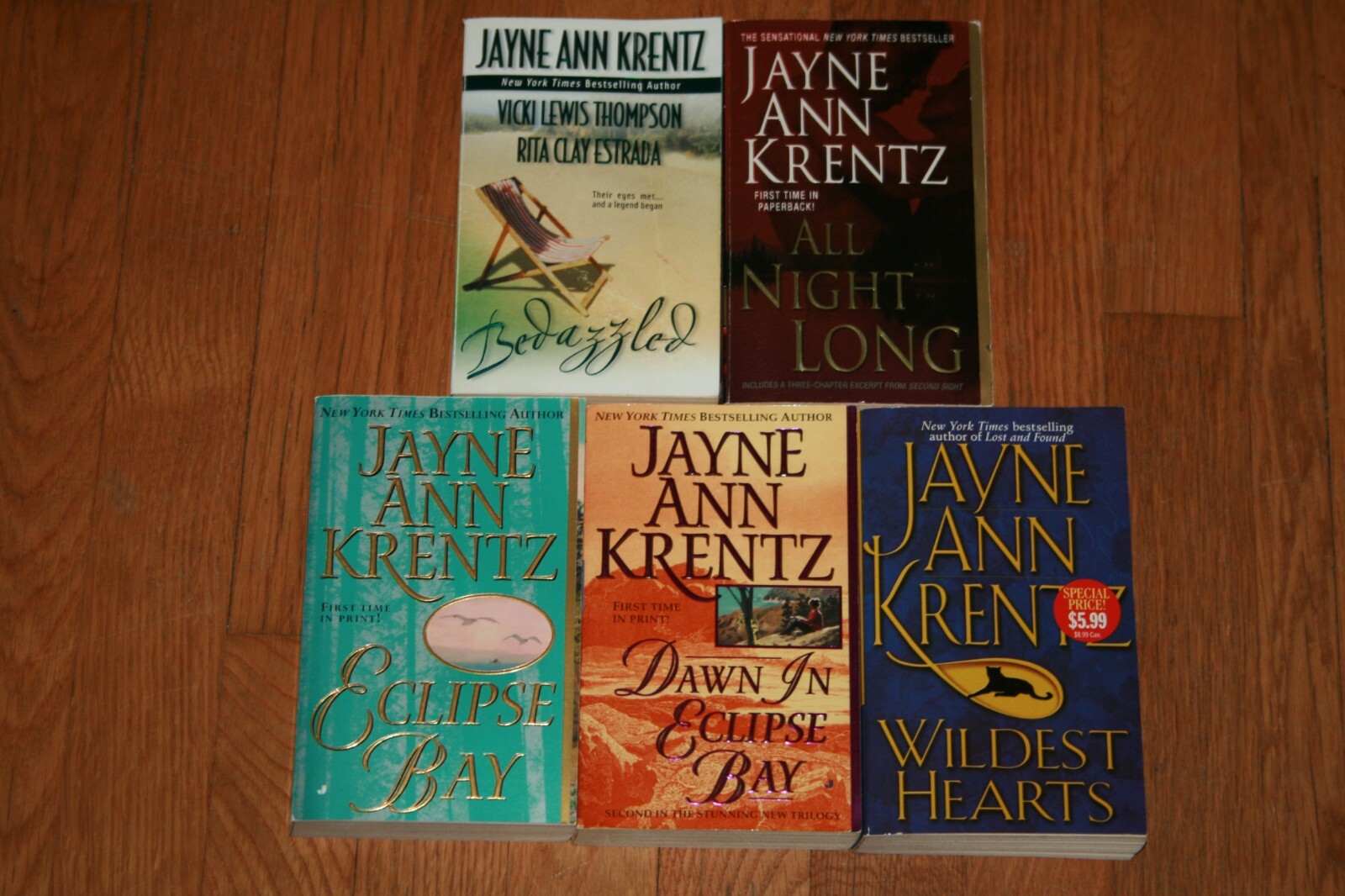 Lot 5 books Jayne Ann Krentz All Night Long Dawn In Eclipse Bay Wildest Hearts