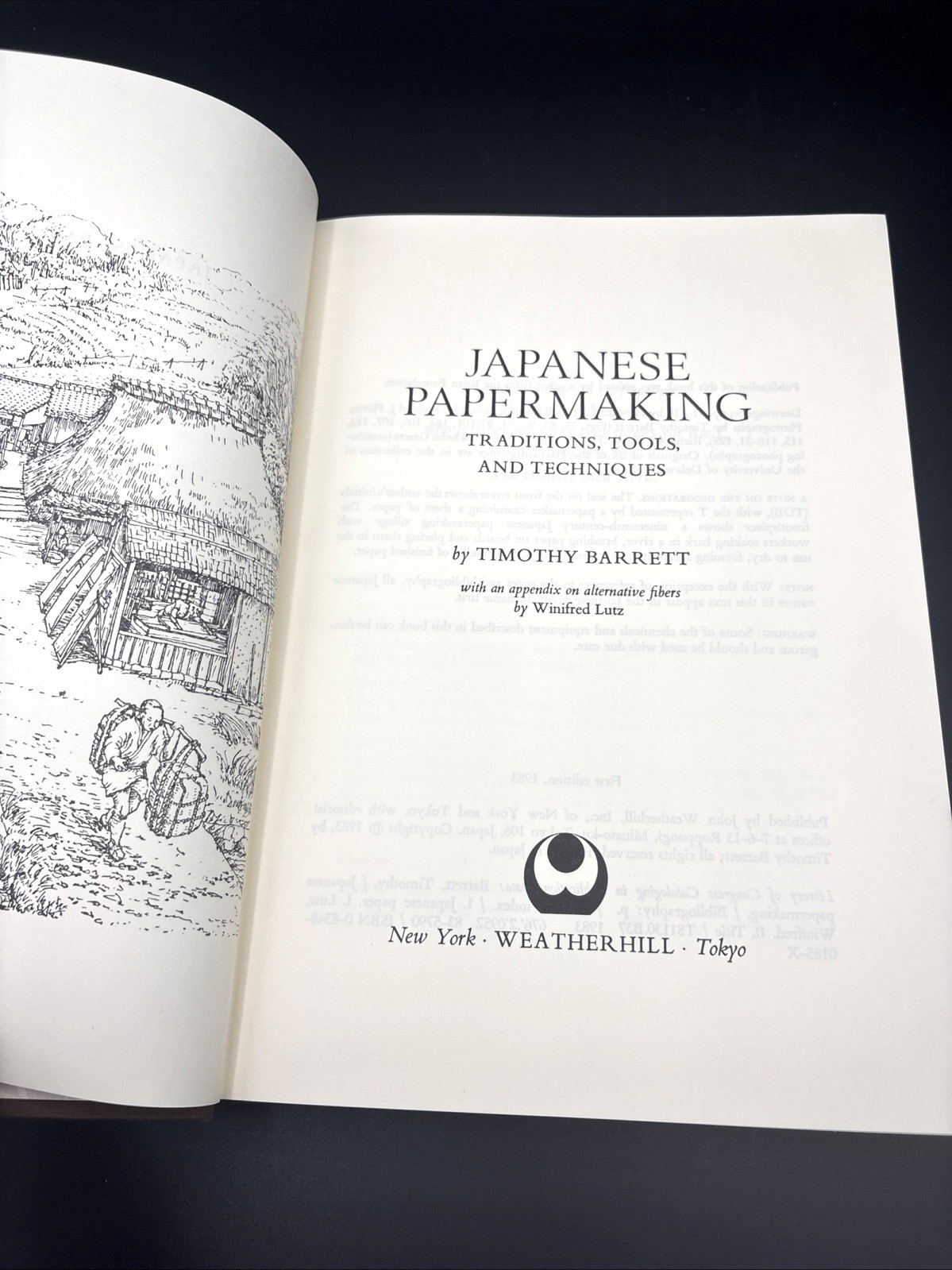 Japanese Papermaking Hardcover 1983 First Edition Weatherhill Timothy Barrett