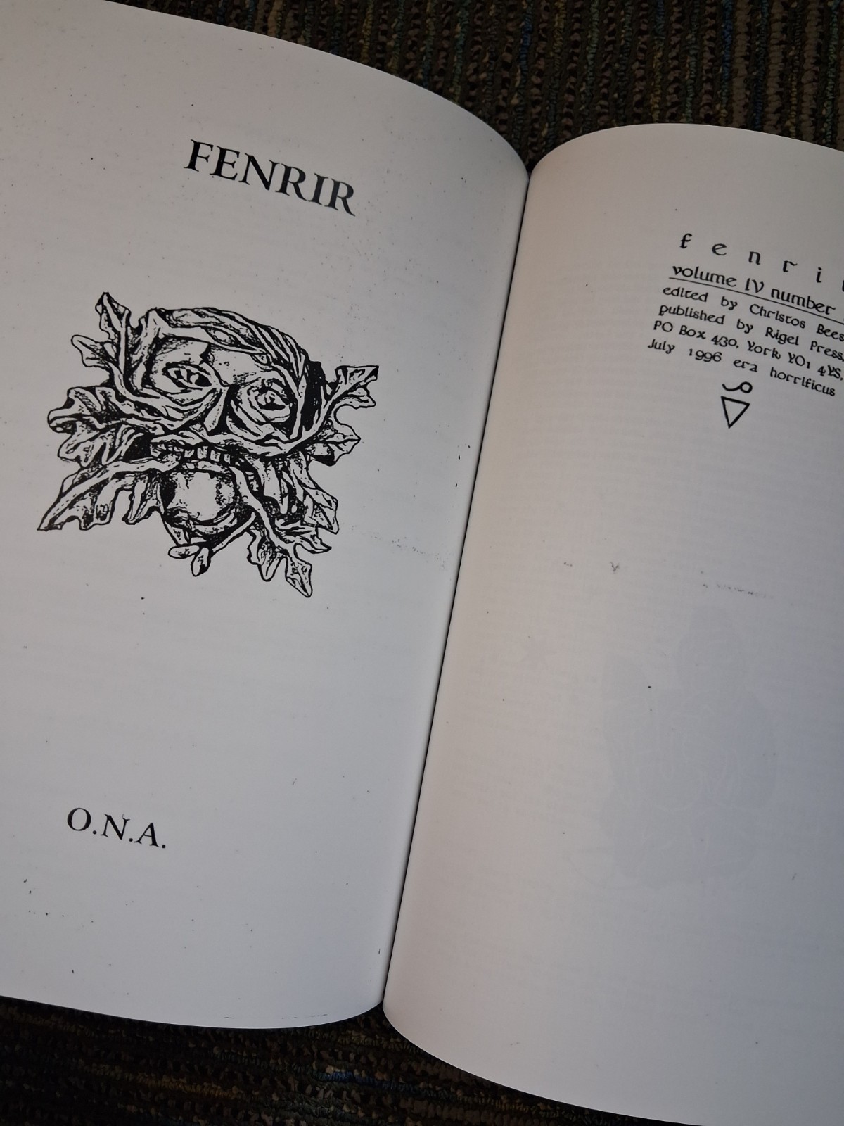 Fenrir 101-108yf Hardcover order of nine angles o9a Christos Beest peter carrol
