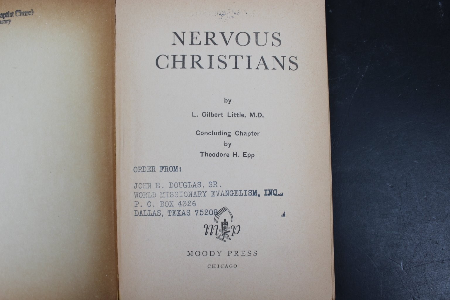 Nervous Christians L. Gilbert Little 1956 Religious Psychology Moody Press PB