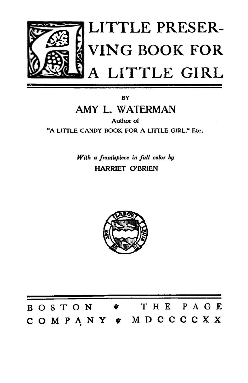 1920 A Little Preserving Book For A Little Girl 200 Pages
