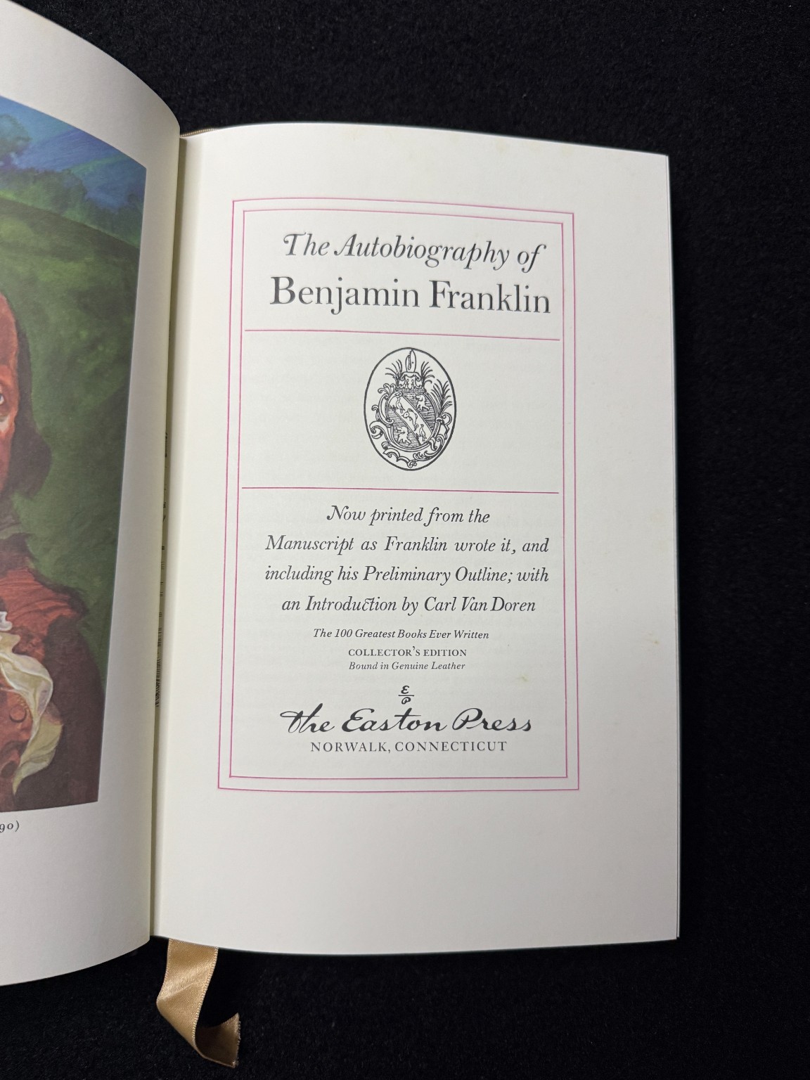 Autobiography Benjamin Franklin Easton Press Leather 1976 Collectors Ed
