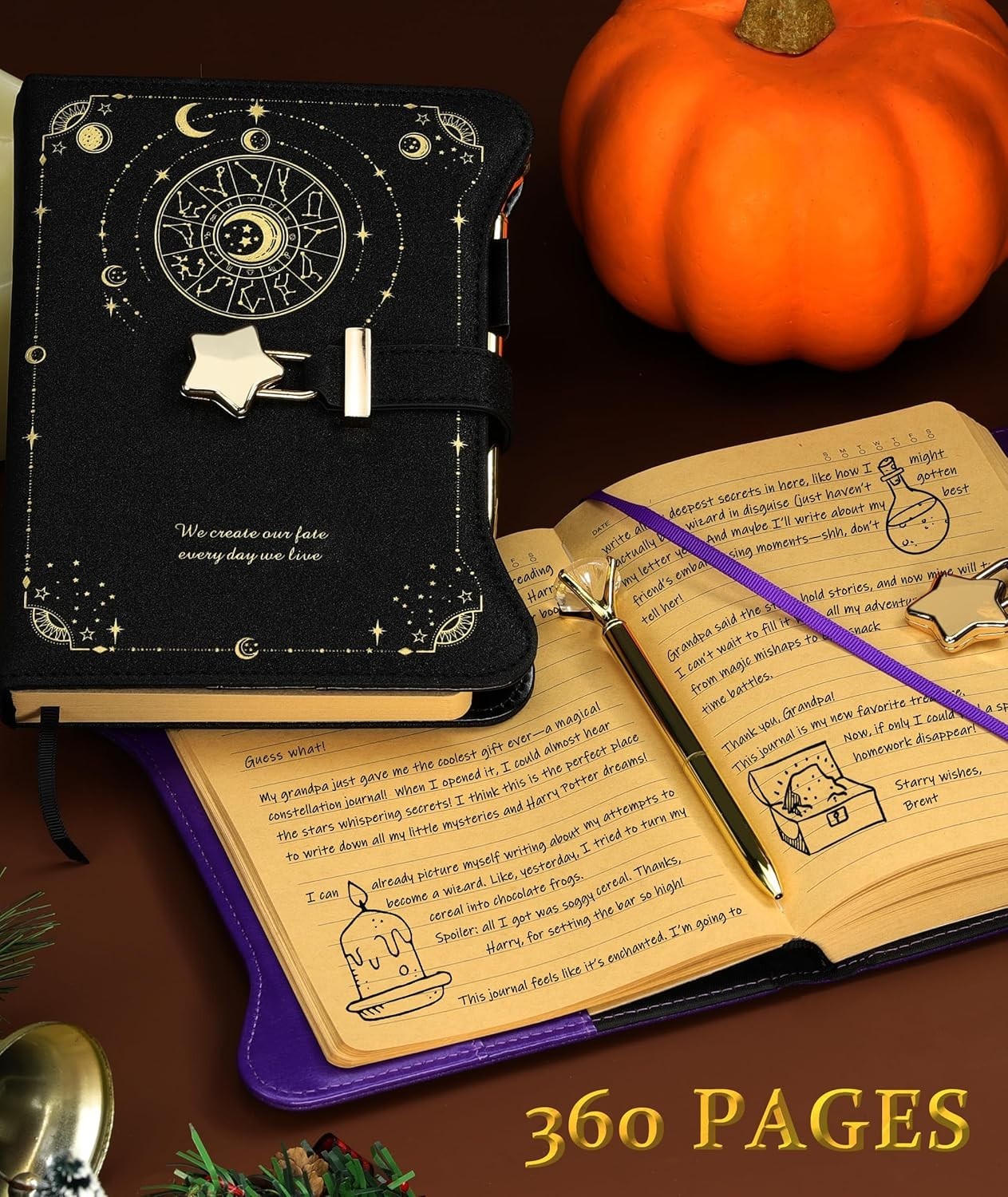 Enchanting Star-Lock Journal with 360 Kraft Pages – Perfect Gift for Her