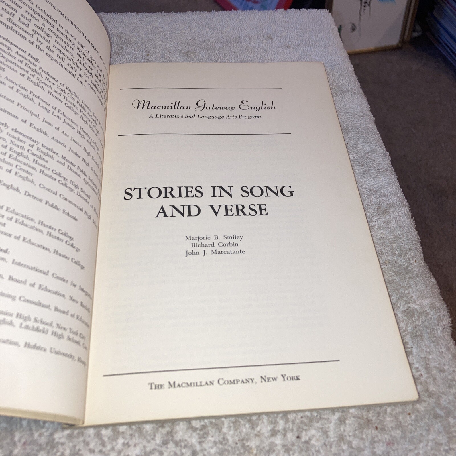 Stories in Song and Verse, Macmillan Company 1966 Trade PB