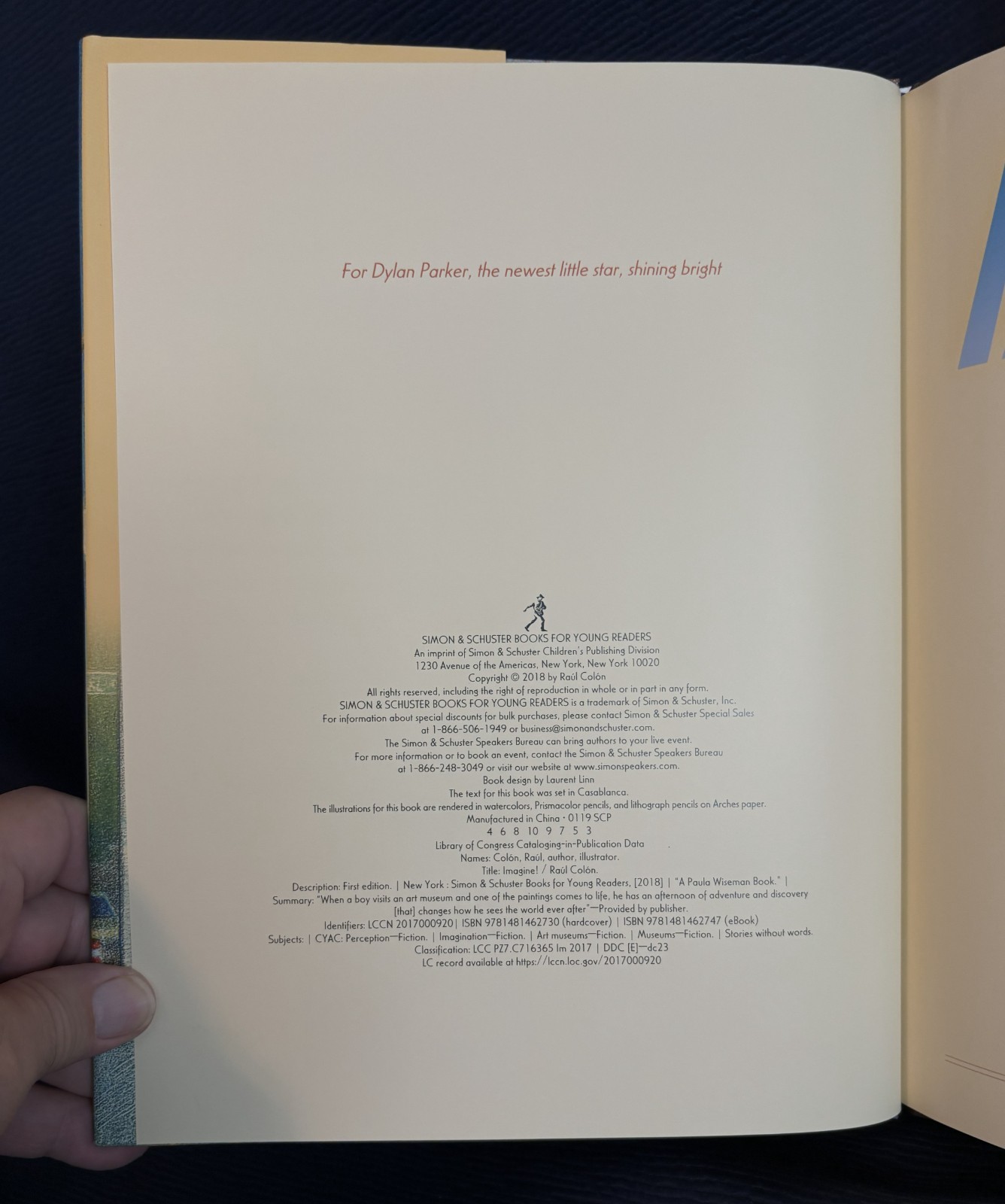 Imagine! By Raul Colon – Picture Book – Signed Unused Dust Jacket First Edition