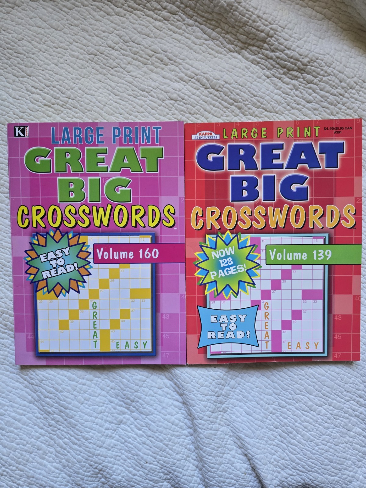 LARGE PRINT GREAT BIG CROSSWORDS. Kappa. Vol #139, 160. NEW. Free Ship. Puzzles