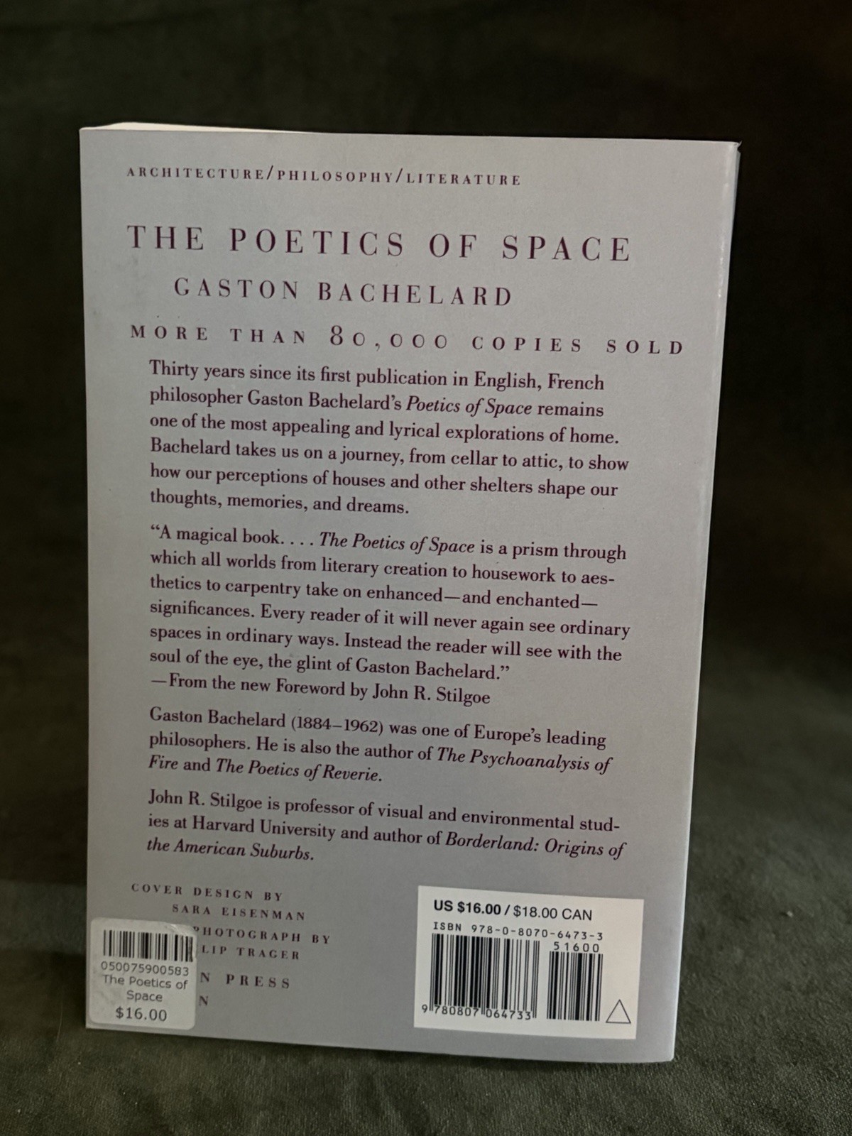 Gaston Bachelard The Poetics of Space Paperback Beacon Press 1994 Translated