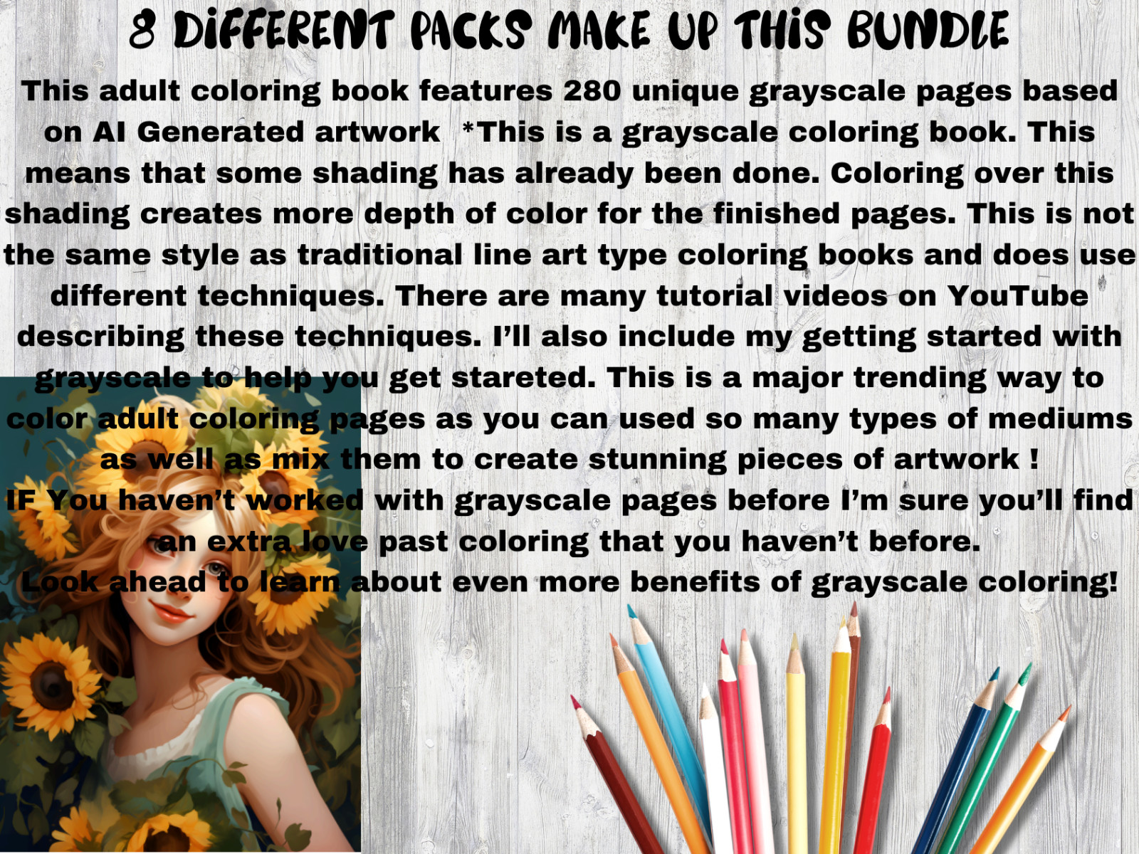 Adult Coloring Pages Bundle Flower Girls bundle 280 Printable Pages