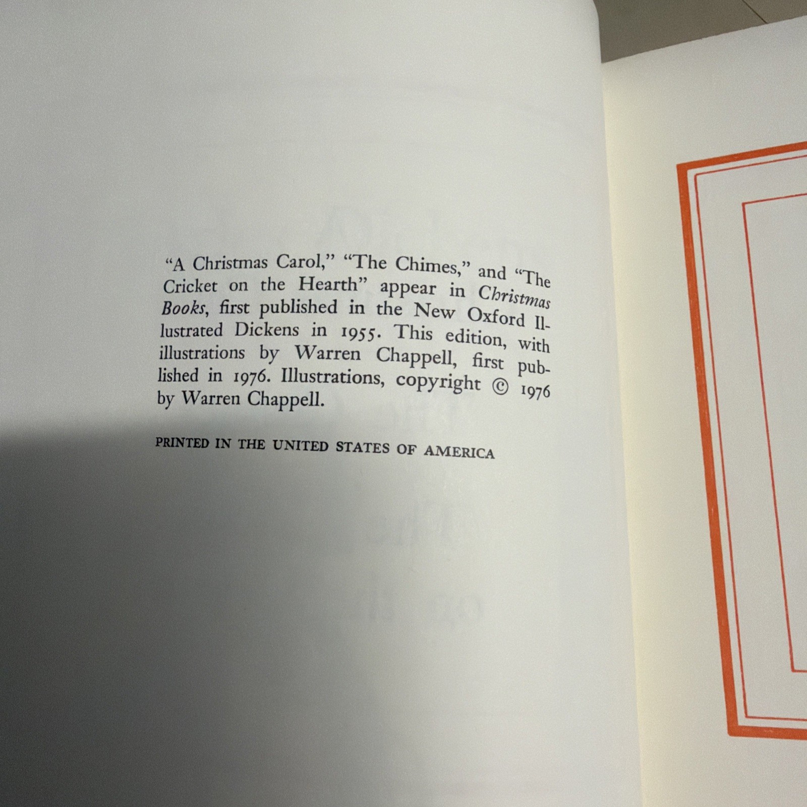 A Charles Dickens Christmas (1976) Illustrated Warren Chappell Carol, Chimes