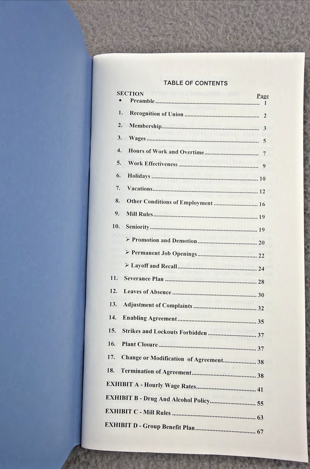 Labor AGREEMENT Kimberly Clark & United Paperworkers Int. Union Booklet 1989