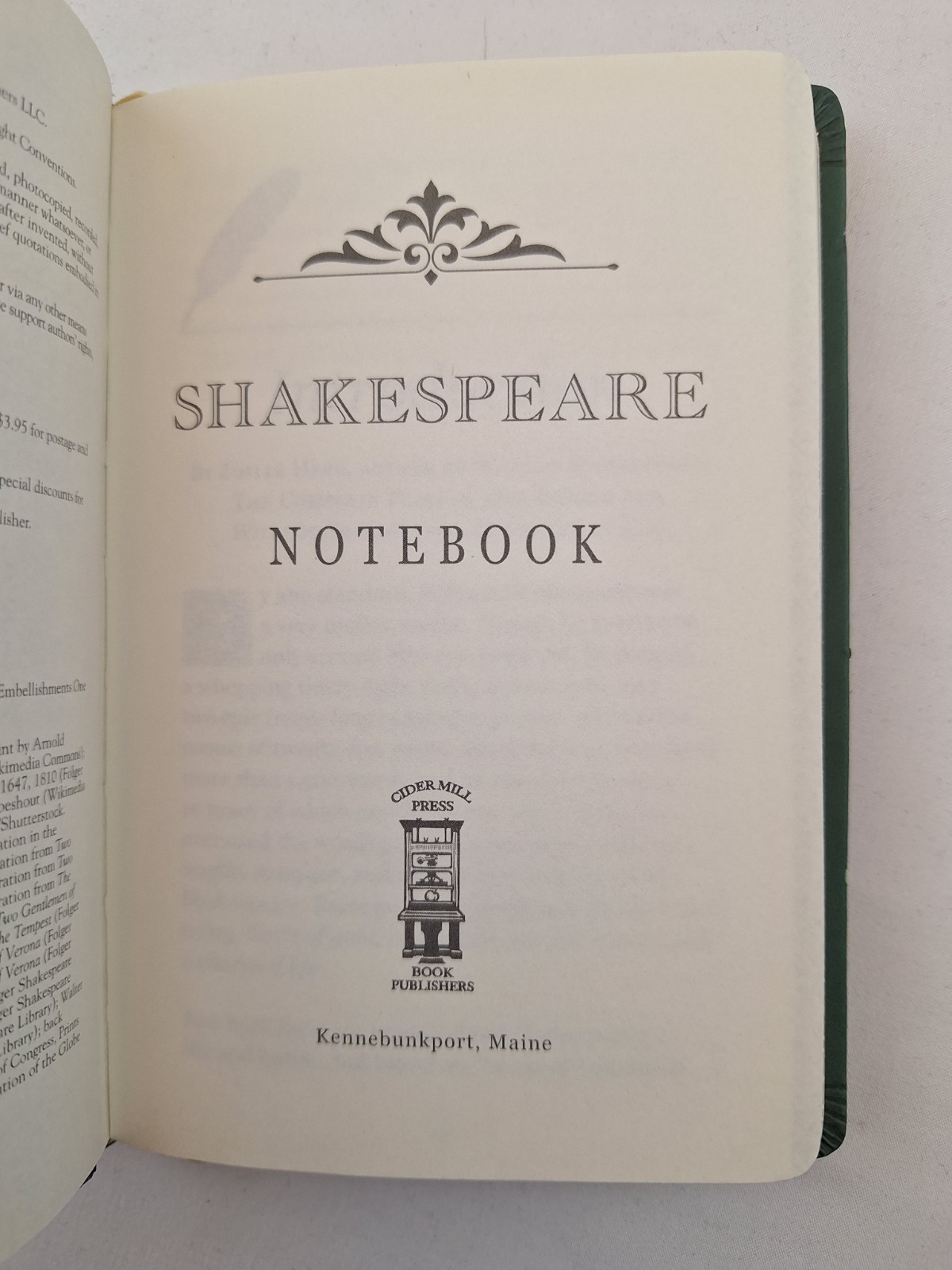 Shakespeare Notebook Journal 4″ x 6″, Cider Mill Press, Maine, Fine Binding