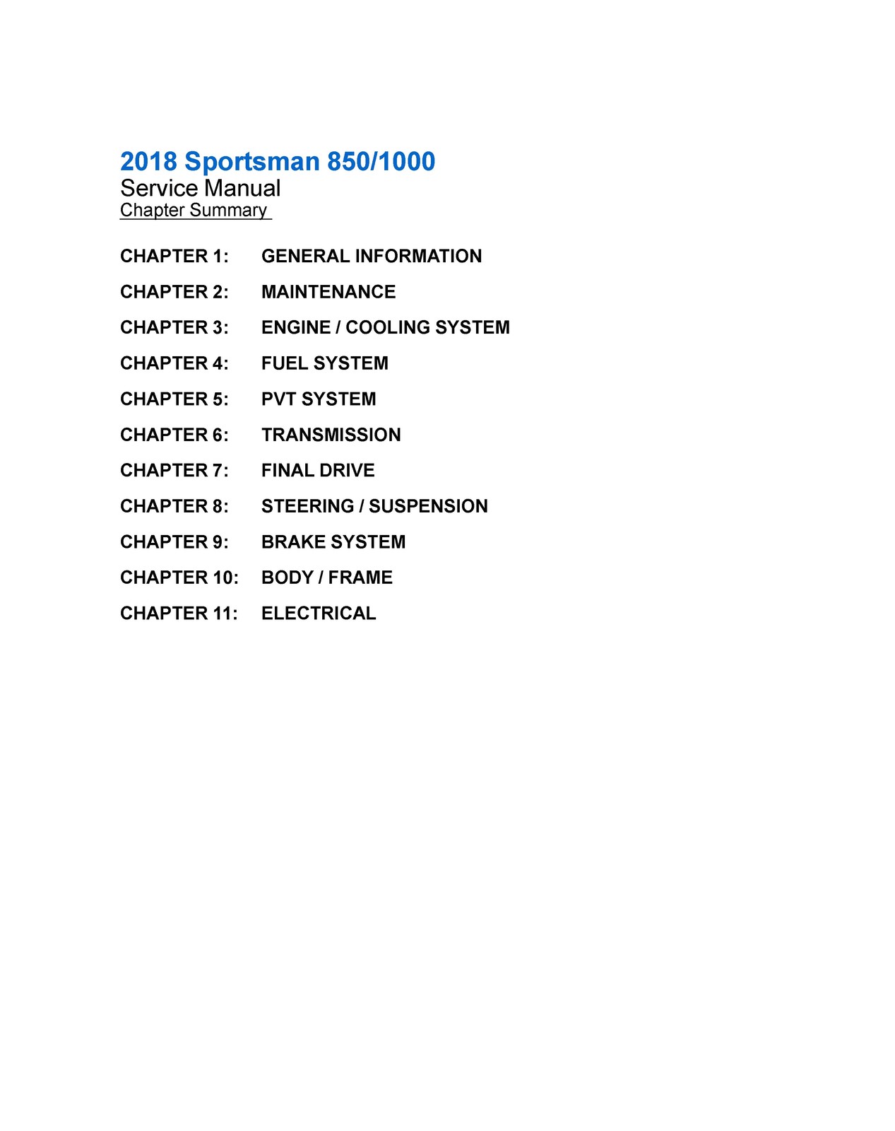 POLARIS Sportsman 850 1000 XP High Lifter Service Manual , FOLDOUTS