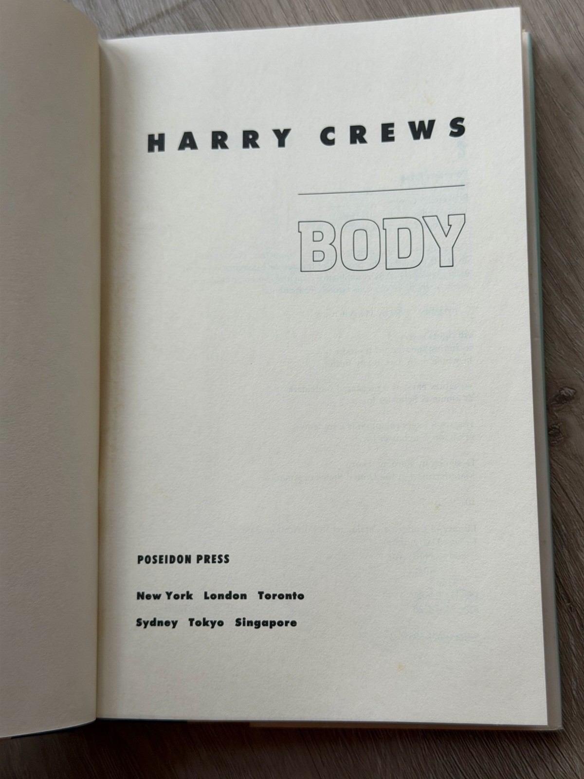 Body by Harry Crews ~ 1st Edition Hardcover w Dust Jacket