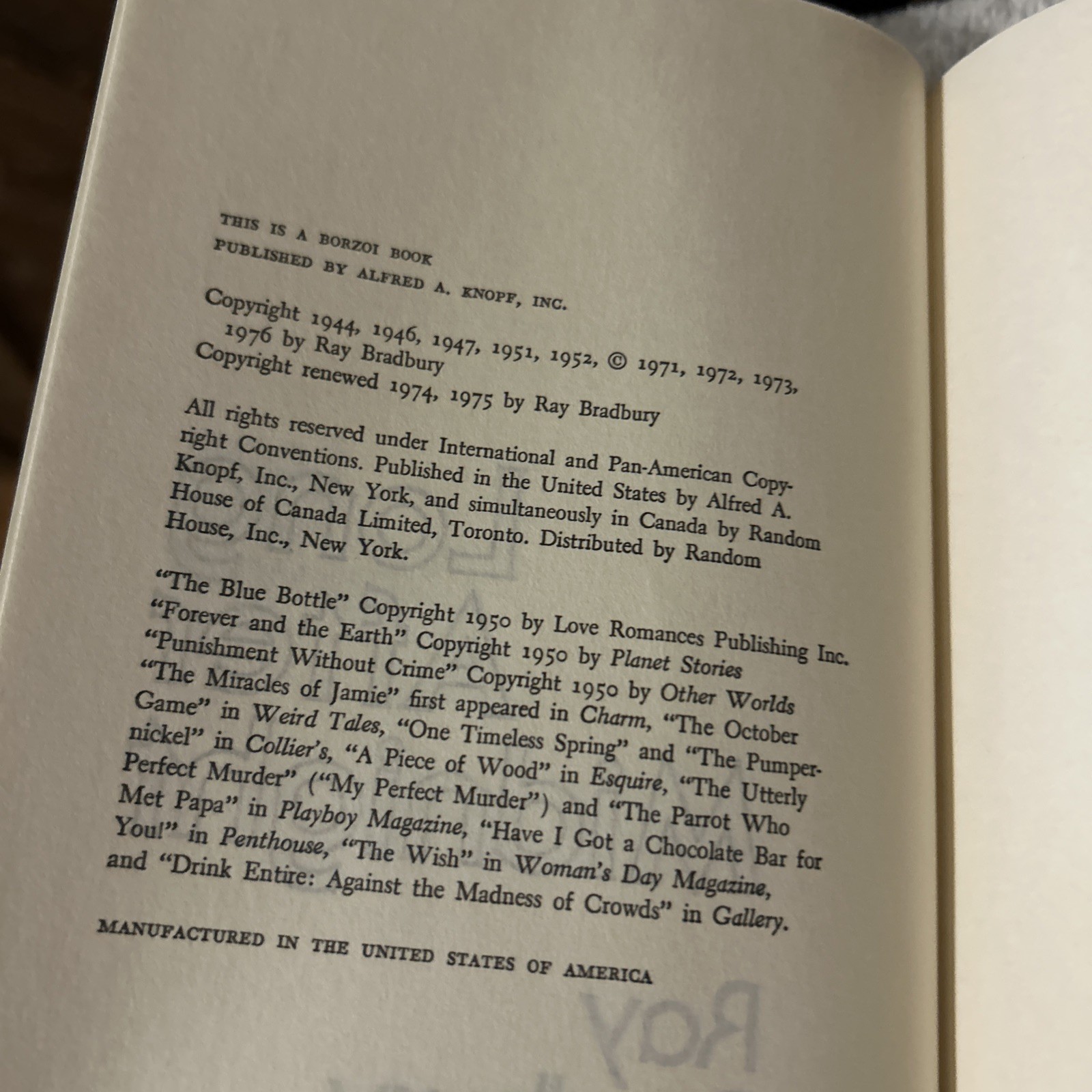 Ray Bradbury Long After Midnight BCE HCDJ 1975 Borzoi Books USED