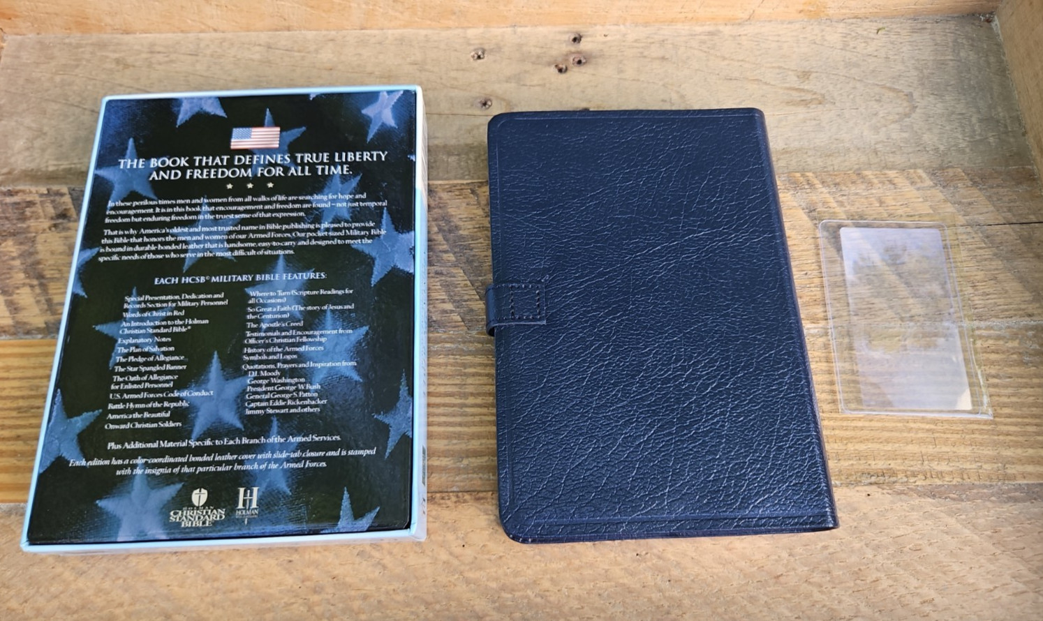 VG! SCARCE OOP HCSB Airman’s Bible Navy Bonded Leather with box & magnifier