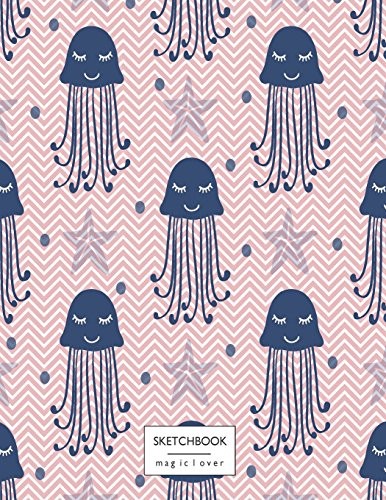 SKETCHBOOK: JELLYFISH ON PINK COVER (8.5 X 11) INCHES 110 By Cutie Cat BRAND NEW