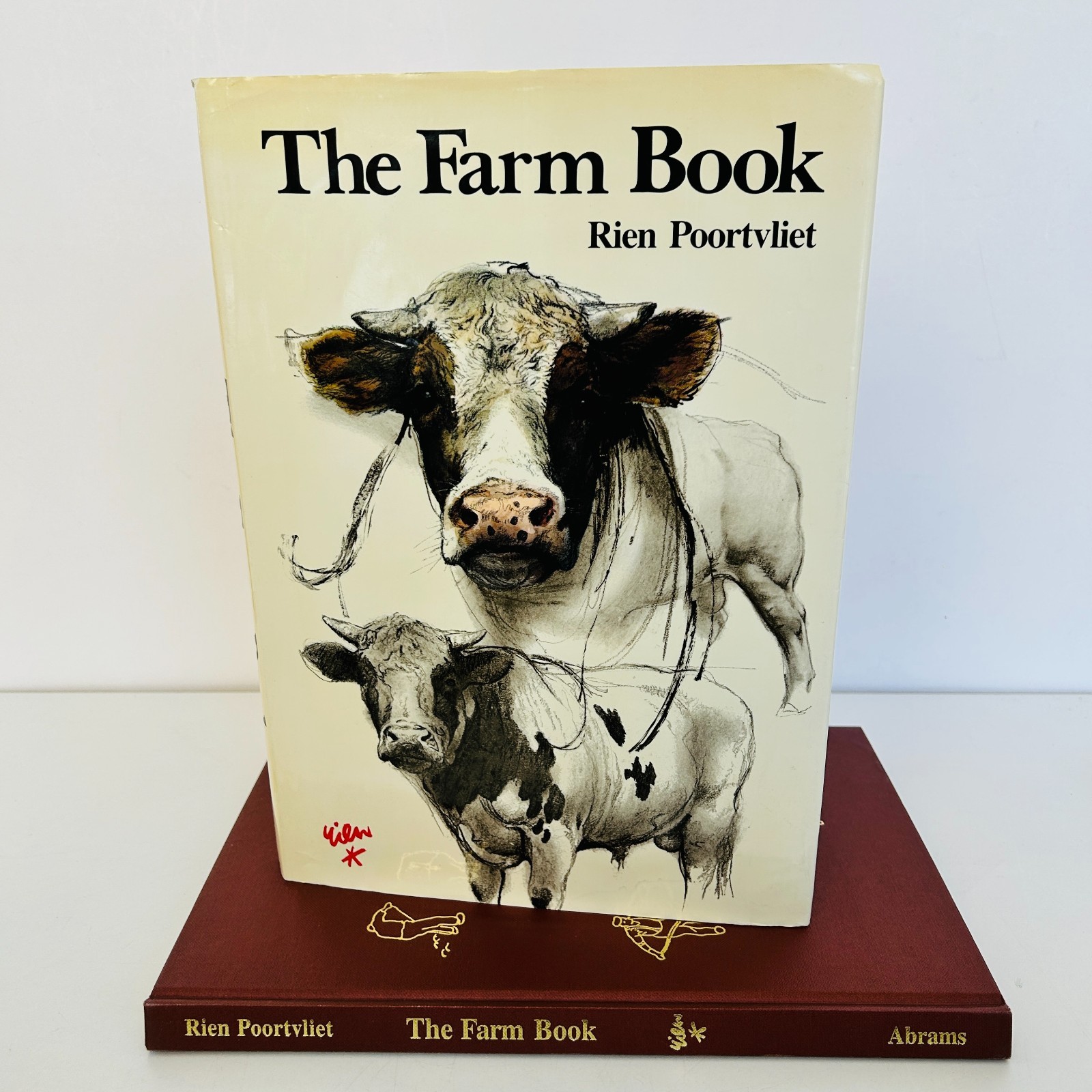 The Farm Book by Rien Poortvliet HCDJ Illustrated Animals Farm Life 1997