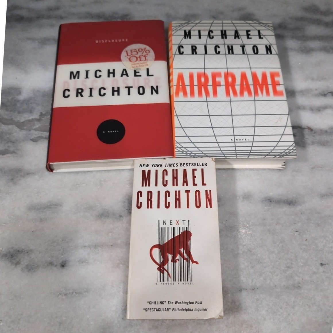 Michael Crichton Standalone Novels, Next Airframe Disclosure Hardcover Paperback