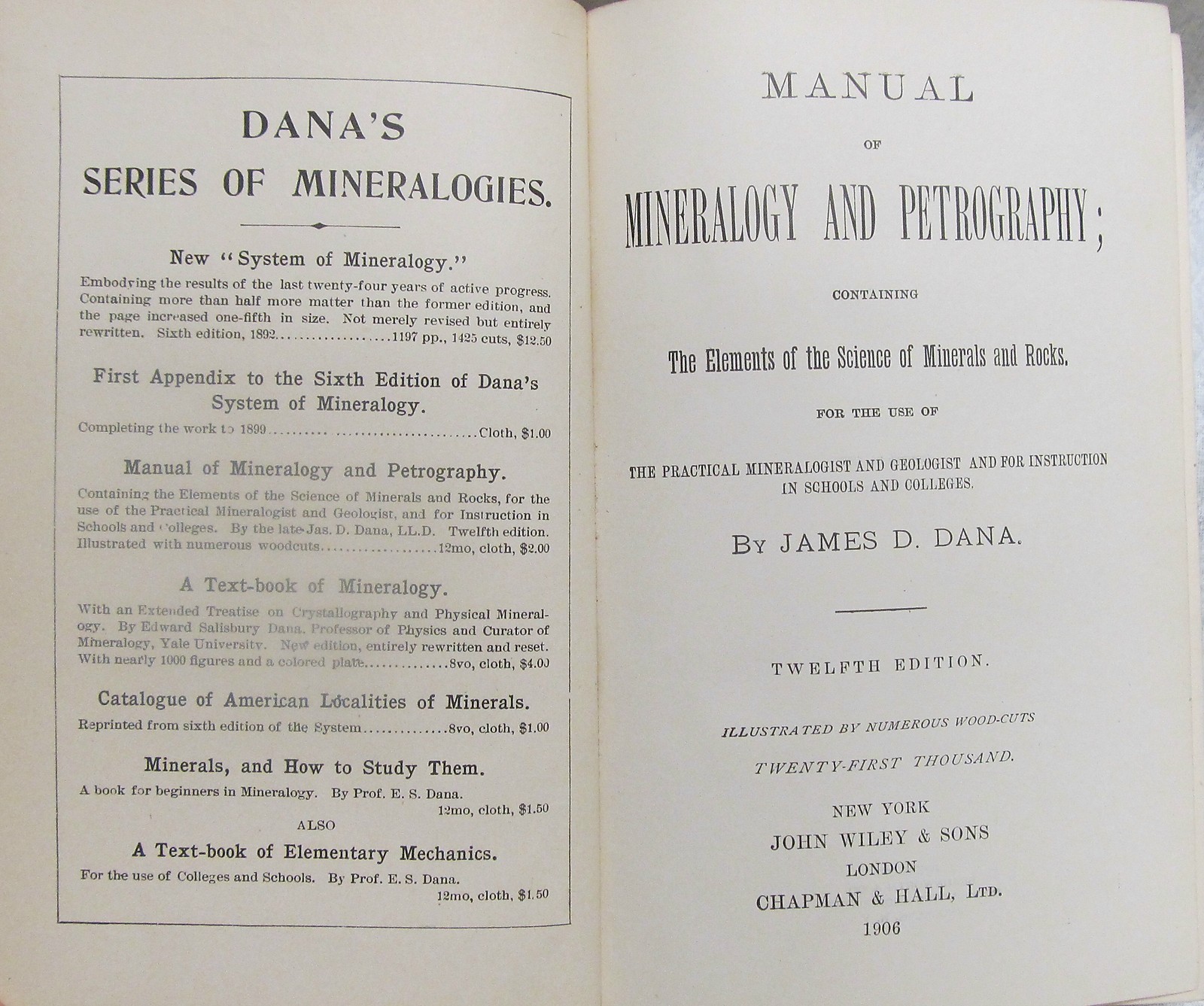 Manual of Mineralogy and Petrography by Dana James