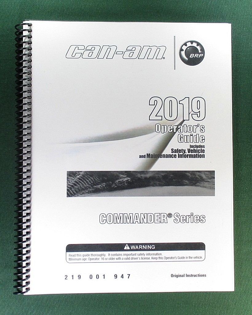 2019 Can-Am Commander 800R Owner’s Manual: 171 Pages & Protective Covers
