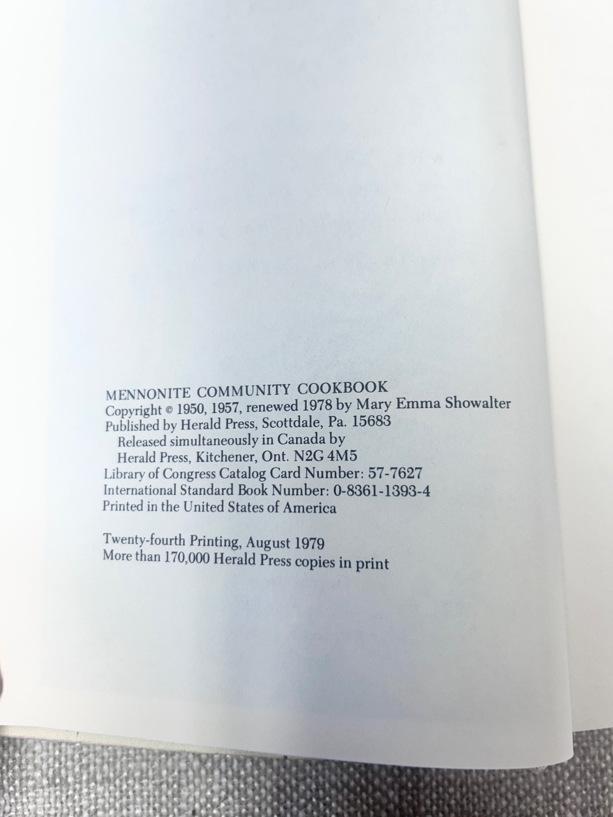 Mennonite Community Cookbook Favorite Family Recipes by Mary Emma Showalter