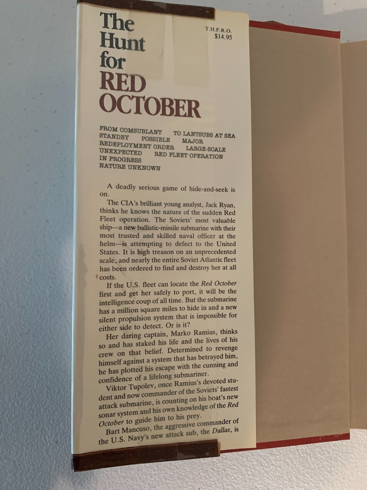 The Hunt for Red October – T Clancy Signed – HC/DJ – 1984 Naval Institute Press