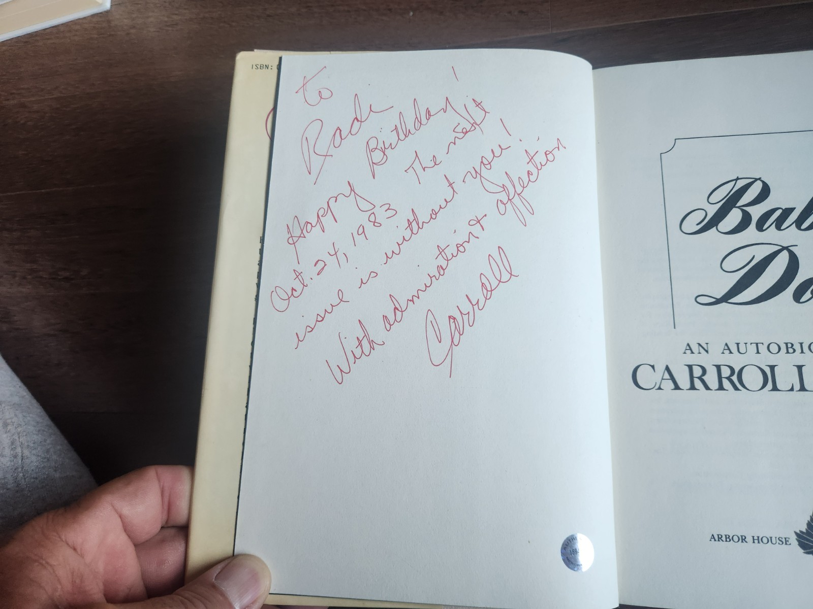 Carroll Baker SIGNED Baby Doll An Autobiography 1983 First Edition Hardcover COA