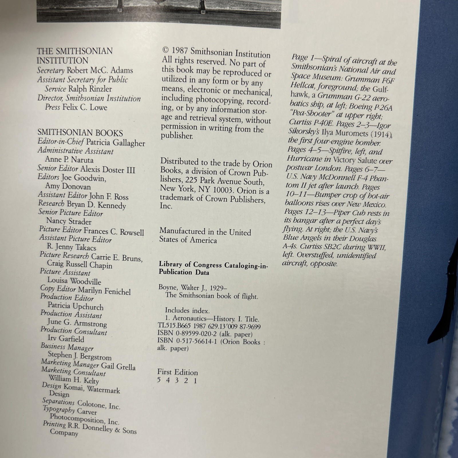 “The Smithsonian Book of Flight” by Walter J. Boyne First Edition, 1987 HCDJ