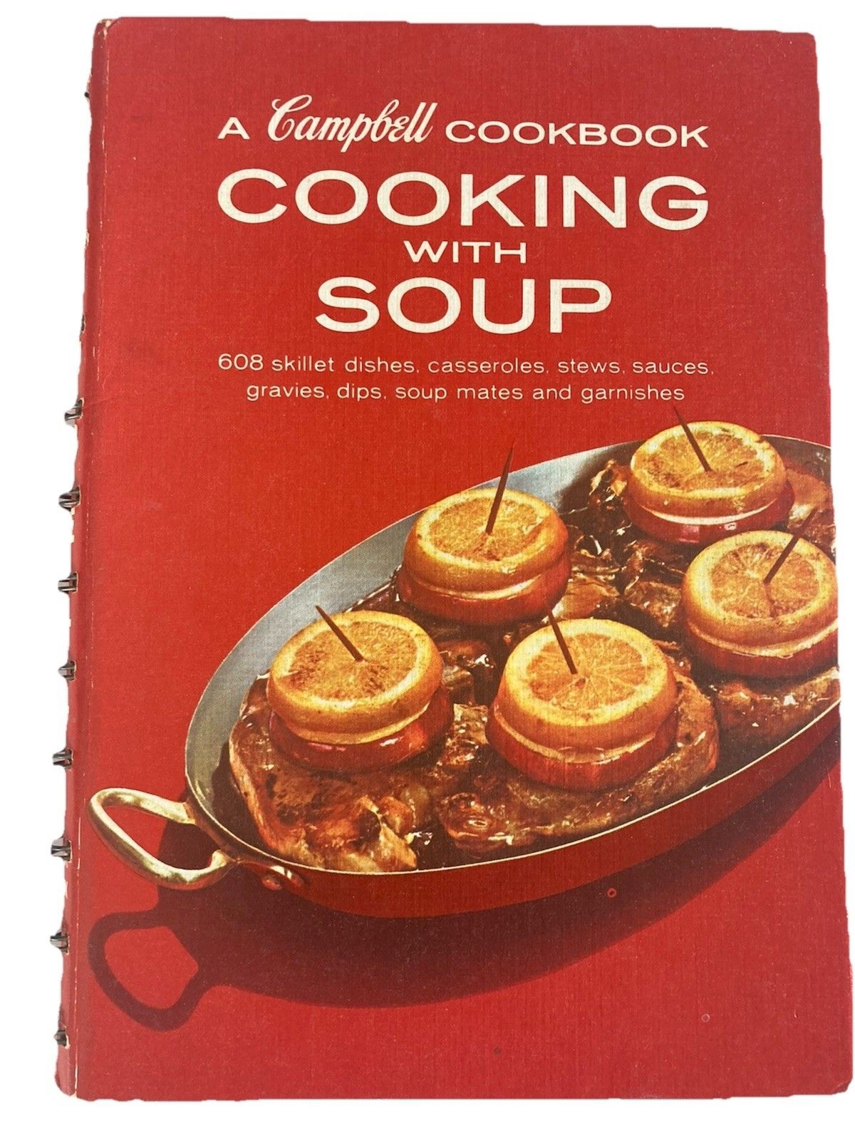 A Campbell Cookbook cooking with Soup Recipes LITHOGRAPH First Edition Good Red