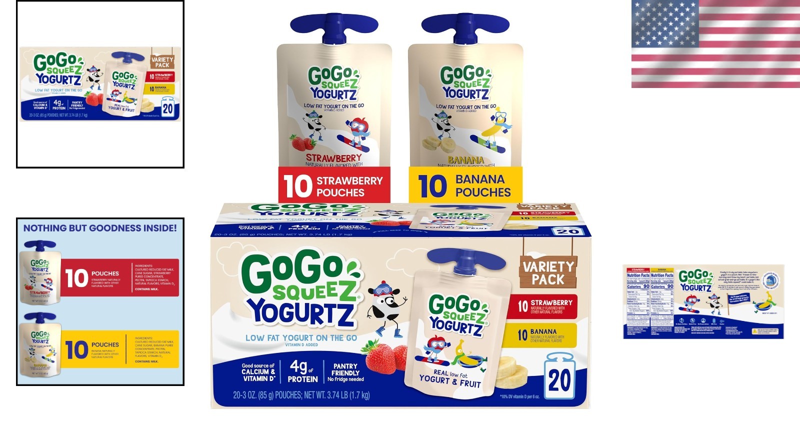 Portable Pack of 20 YogurtZ Snacks – Strawberry & Banana, No Fridge Needed
