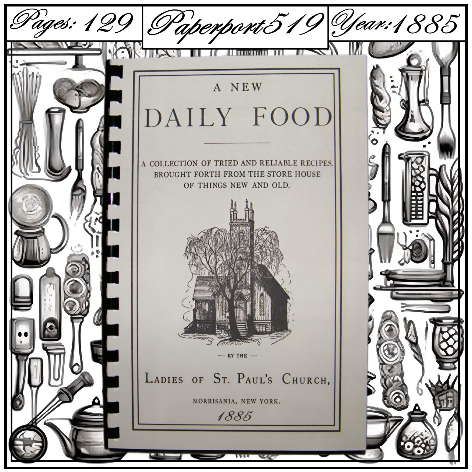 1885 A New Daily Food Vintage Cook Book 129 Pages